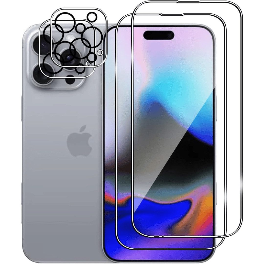 Displayschutzglas 2X Schutzglas für Iphone 16 Plus Pro Max Display Kamera Panzerfolie 9H