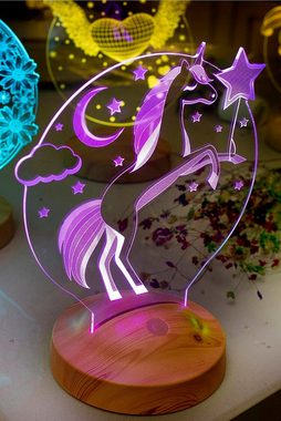 Geschenkelampe LED Nachttischlampe Einhorn 3D Nachtlicht Kinderzimmer Deko Geschenk für Mädchen, Leuchte 7 Farben fest integriert, Geburtstagsgeschenk für Babys, Mädchen, Enkelin, Tochter