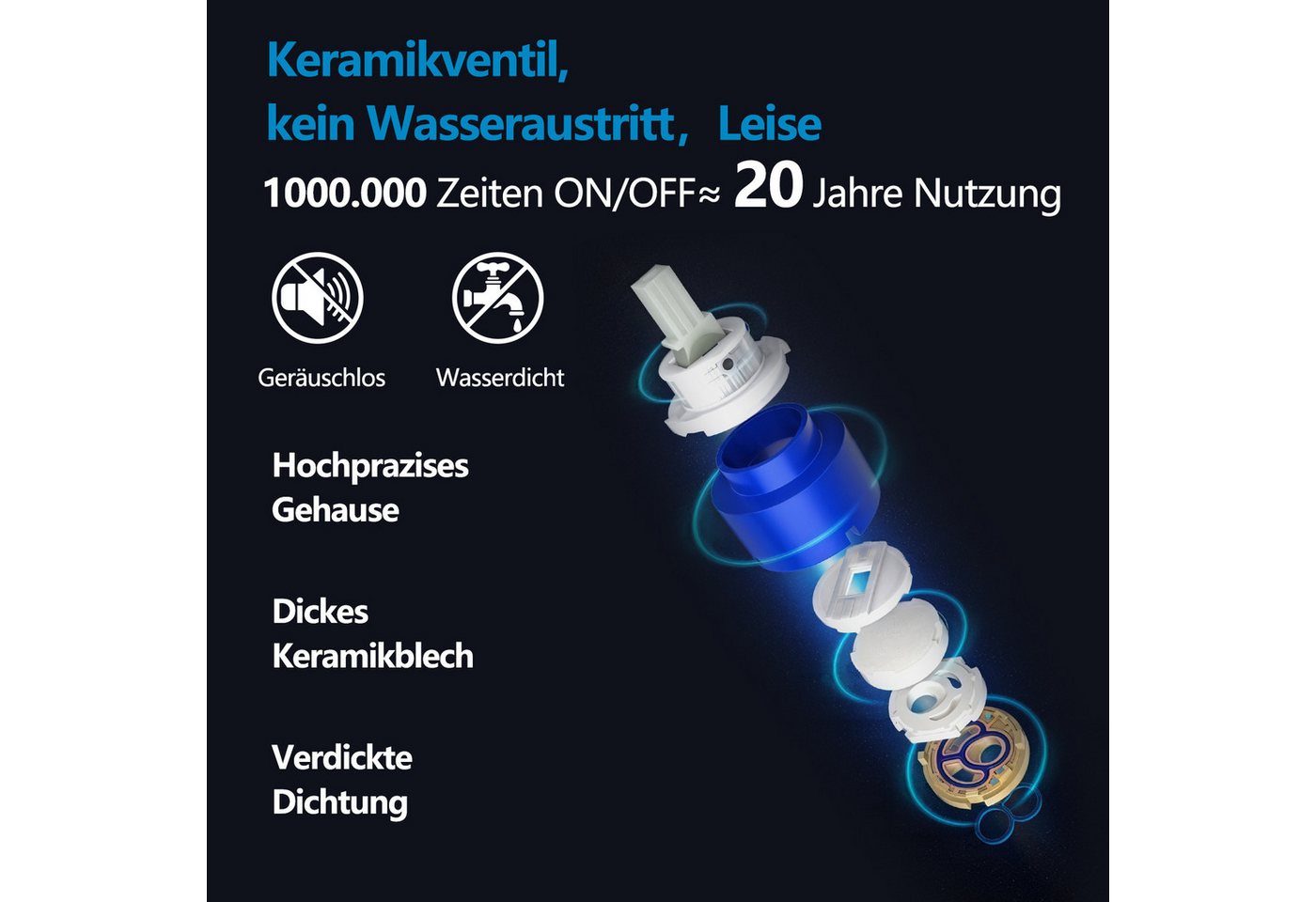 Thumbnail - Eumaty Waschtischarmatur Wasserhahn Bad, Wasserfall Wenig Lärm Einhandmischer 304 Edelstahl Hochwertige Armatur Waschbec...
