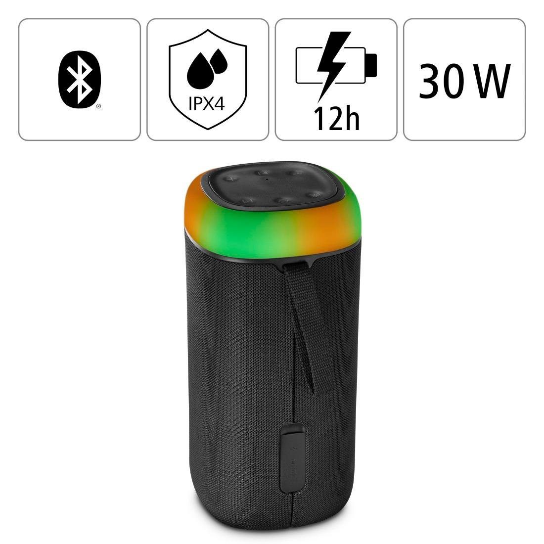 360ᵒ Sound) schwarz Xtra LED Box Sound Bass (Freisprechanlage,Xtra Shine Bluetooth-Lautsprecher spritzwassergeschützt Bluetooth 2.0 Bass,360ᵒ Hama
