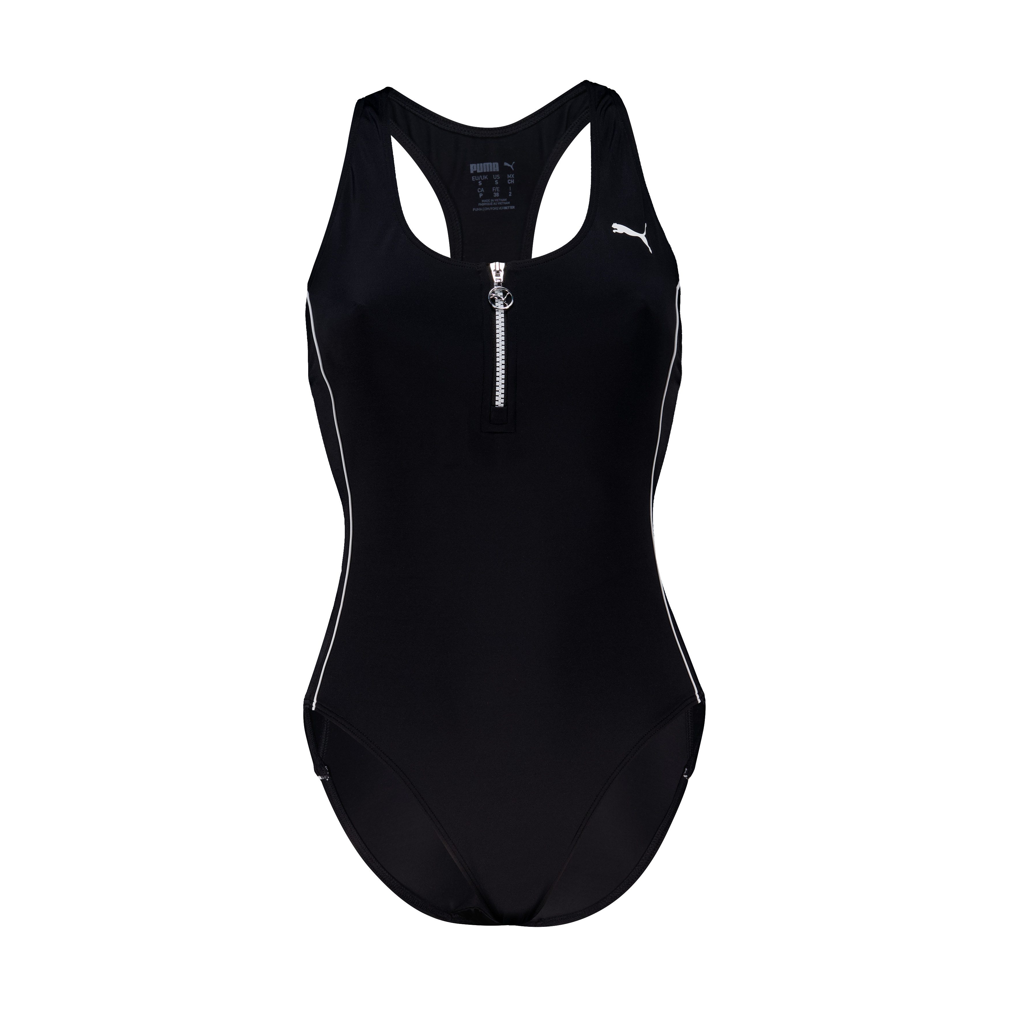 PUMA Badeanzug PUMA SWIM WOMEN T7 SWIMSUIT mit tiefem Rundhalsausschnitt und Reißverschluss