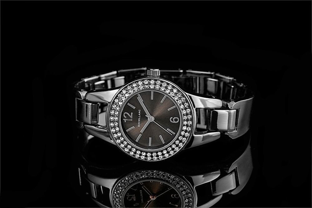 EXCELLANC Quarzuhr Crystal-Besatz