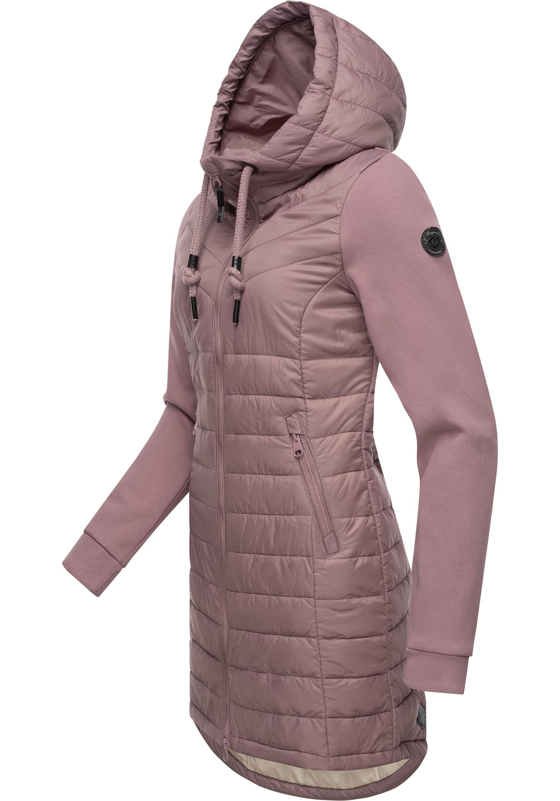 Ragwear Steppmantel Lucinda Long Mantel aus modernem Materialmix mit Kapuze