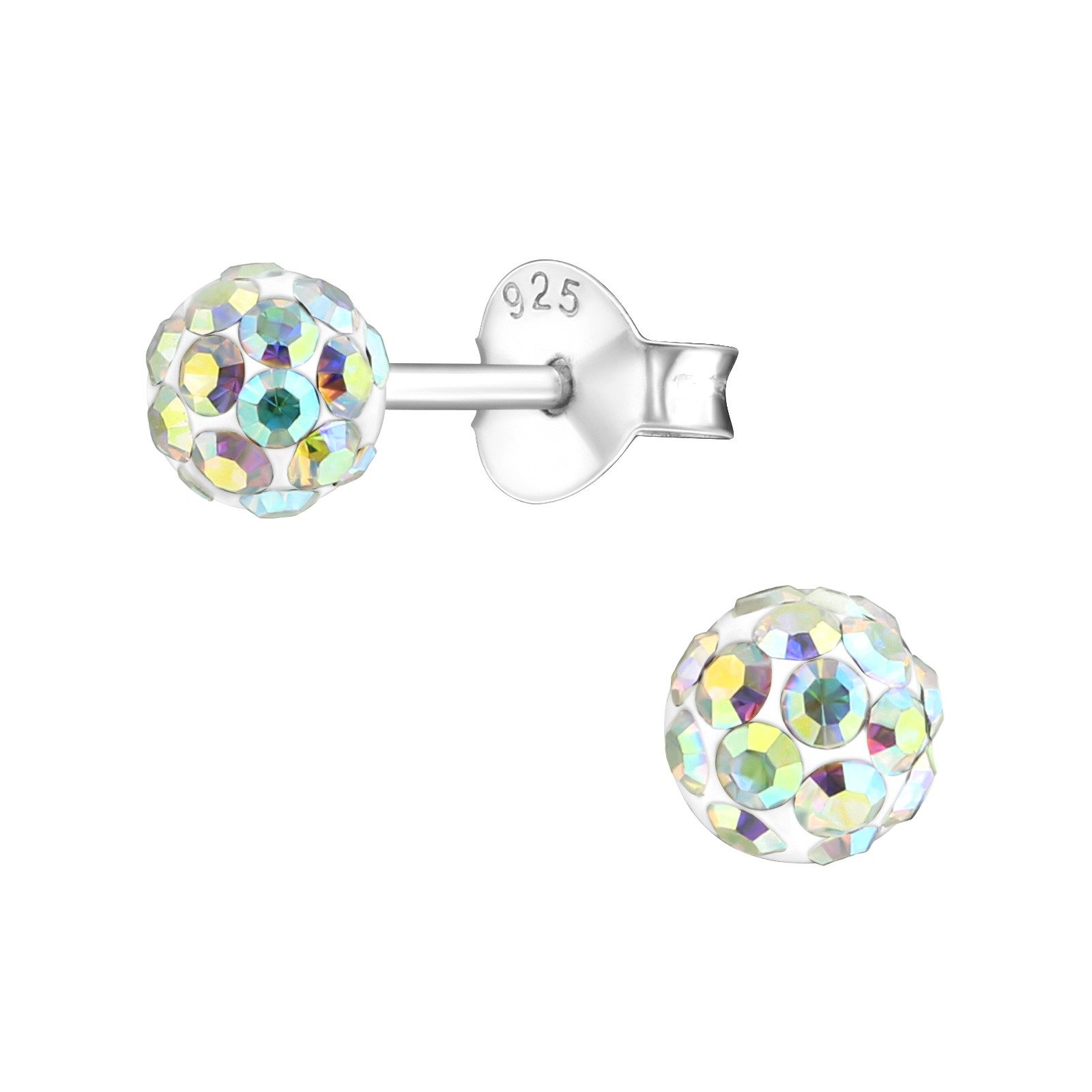 Ohrring-Set Kugel Kinder Ohrringe mit Kristallen 925 Silber Geschenk