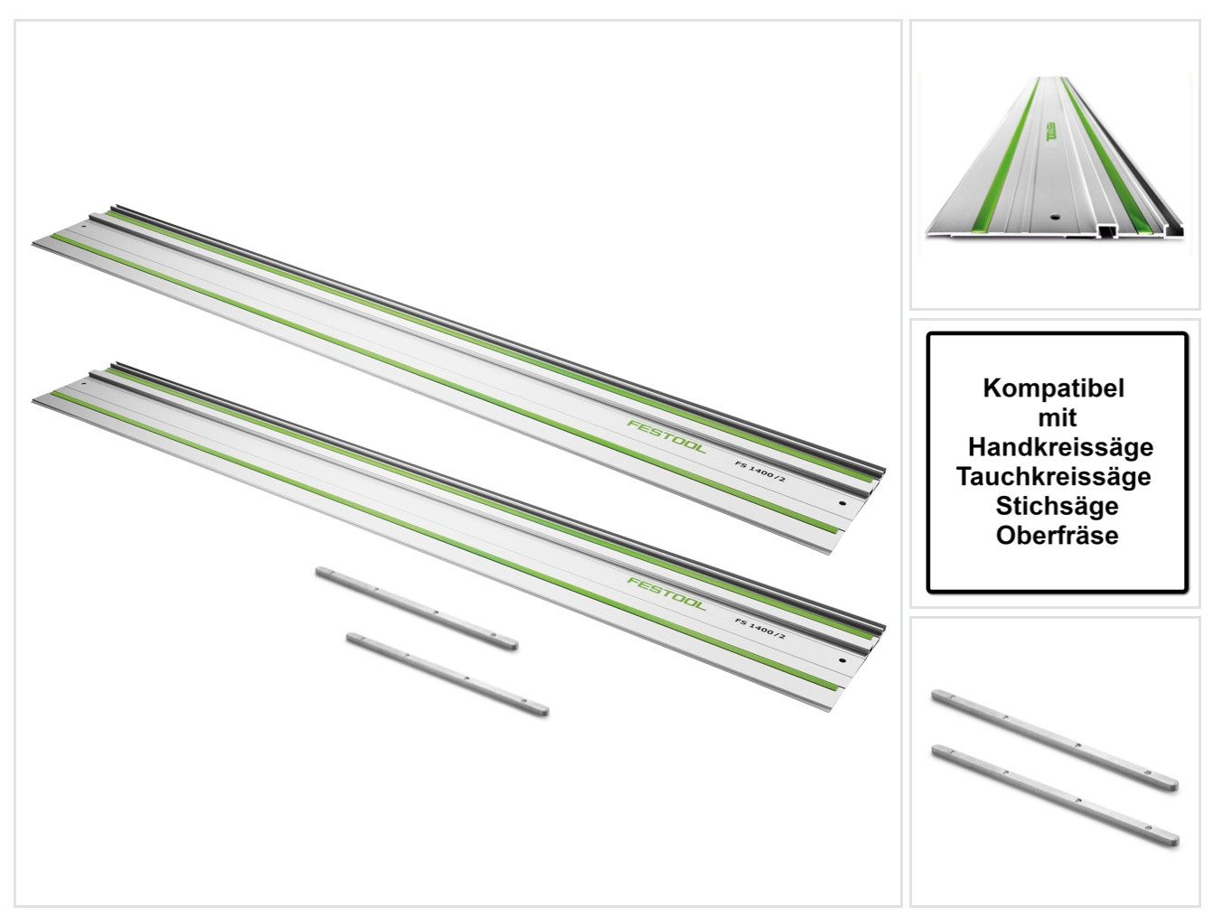 FESTOOL Maschinen-Führungsschienen FS 1080/2 Set 2x Führungsschiene 1080 mm (2x 491504) + 2x Verbindun