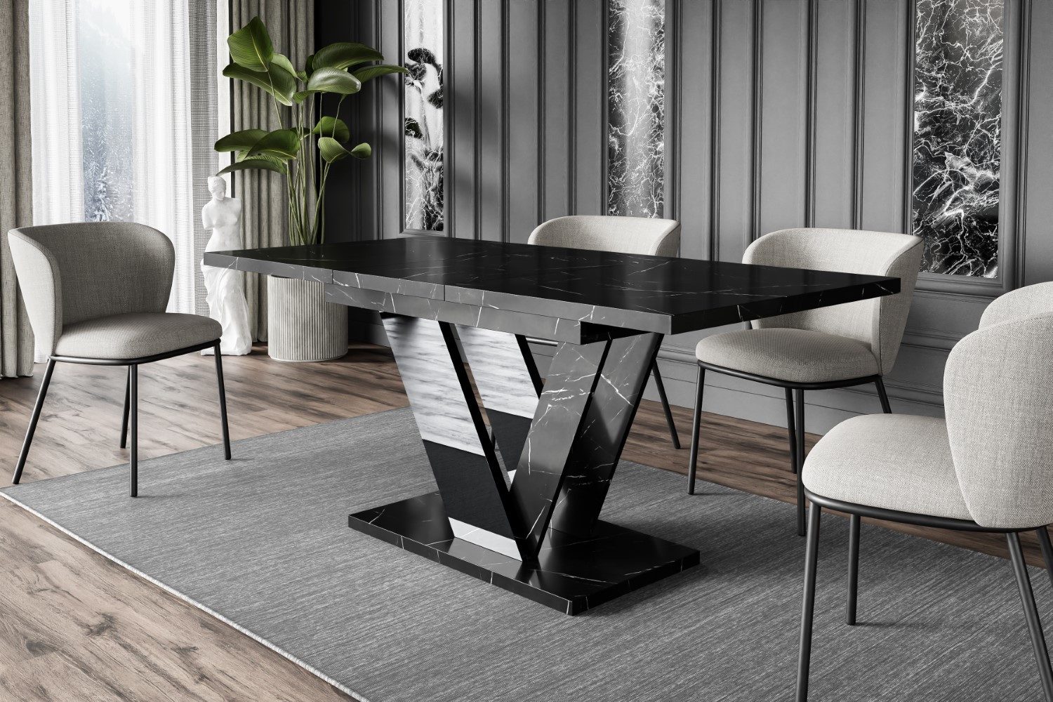 ALTDECOR Esstisch CLASI (Esstisch ausziehbar, Esszimmertische, Tisch Wohnzimmertisch), Esszimmertisch ausziehbar 120 - 160 x 80 x 75 cm – Bild 3 von 5