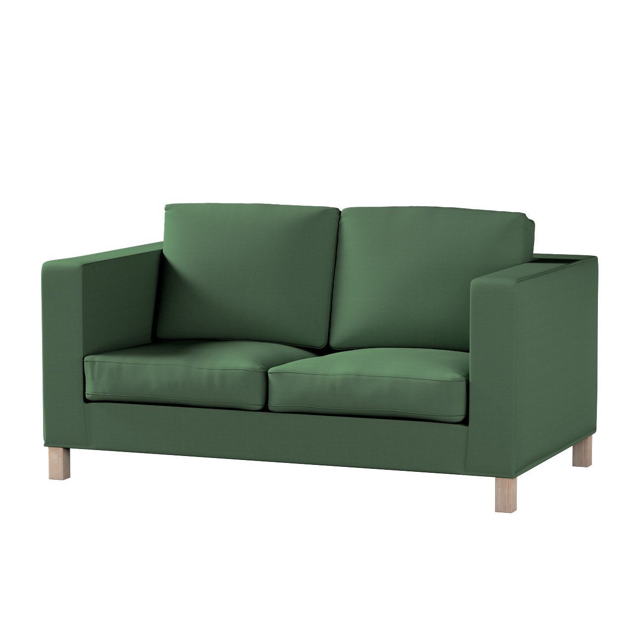 Sofahusse Karlanda 2-Sitzer Sofa nicht ausklappbar kurz, Cotton Panama, Dekoria waldgrün