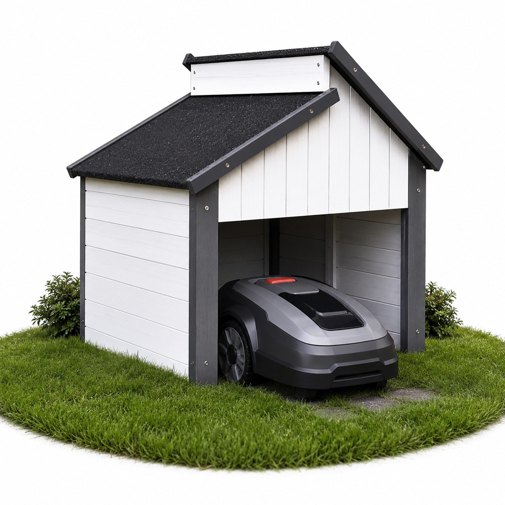 Mucola Mähroboter-Garage Rasenroboter Garagendach Carport Holzgarage Sonnenschutzdach, BxTxH: 85x85x82.5 cm, für Mähroboter, (Stück, 1-St., Mini-Garage), Großzügige Türöffnung