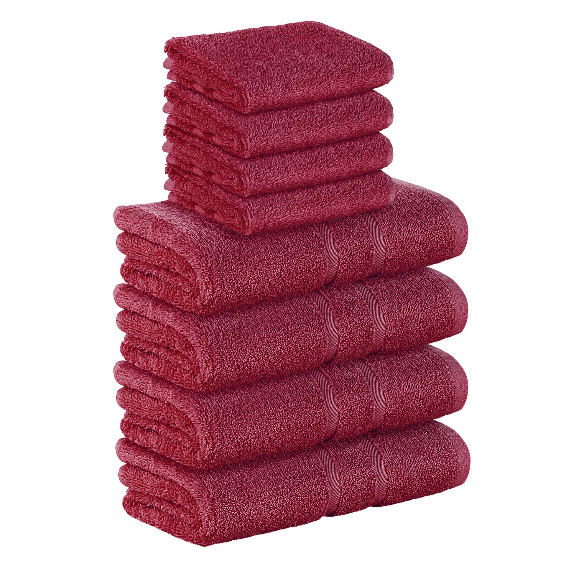 StickandShine Handtuch Set 4x Gästehandtuch 4x Handtücher als SET in verschiedenen Farben (8 Teilig) 100% Baumwolle 500 GSM Frottee 8er Handtuch Pack, 100% Baumwolle 500 GSM Bordeaux