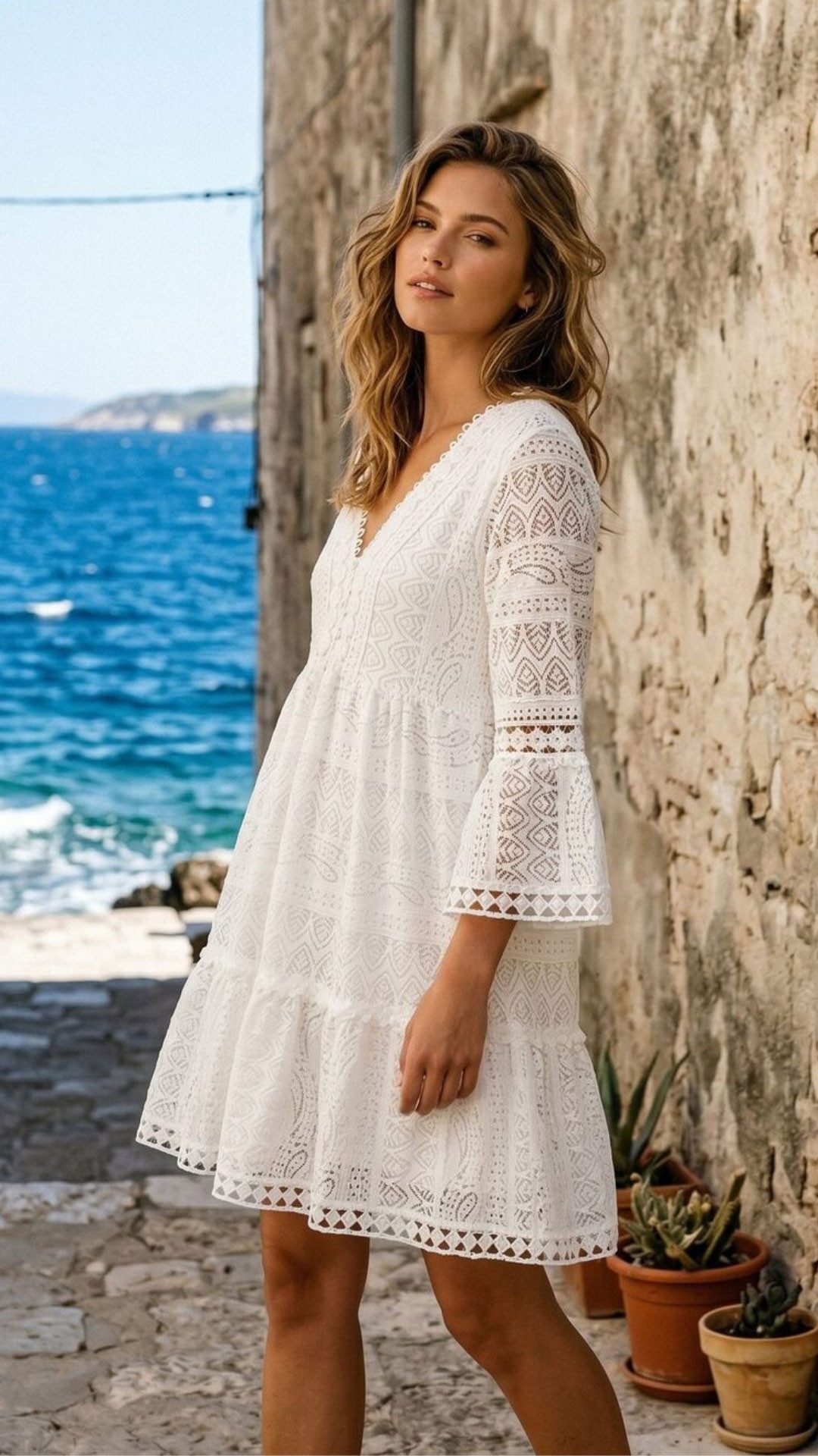 Charis Moda Sommerkleid Tunikakleid Bohéme Mediterran Romantik