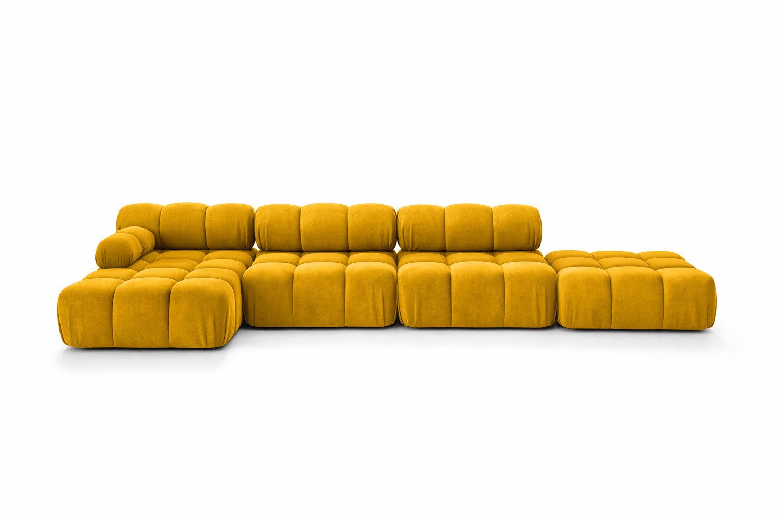 Kaiser Möbel Ecksofa XL mit Pouf modern für Wohnzimmer, Stoff Velours Salvador, SELIA, Ecksofa mit Pouf, modulares System,abgerundete Form