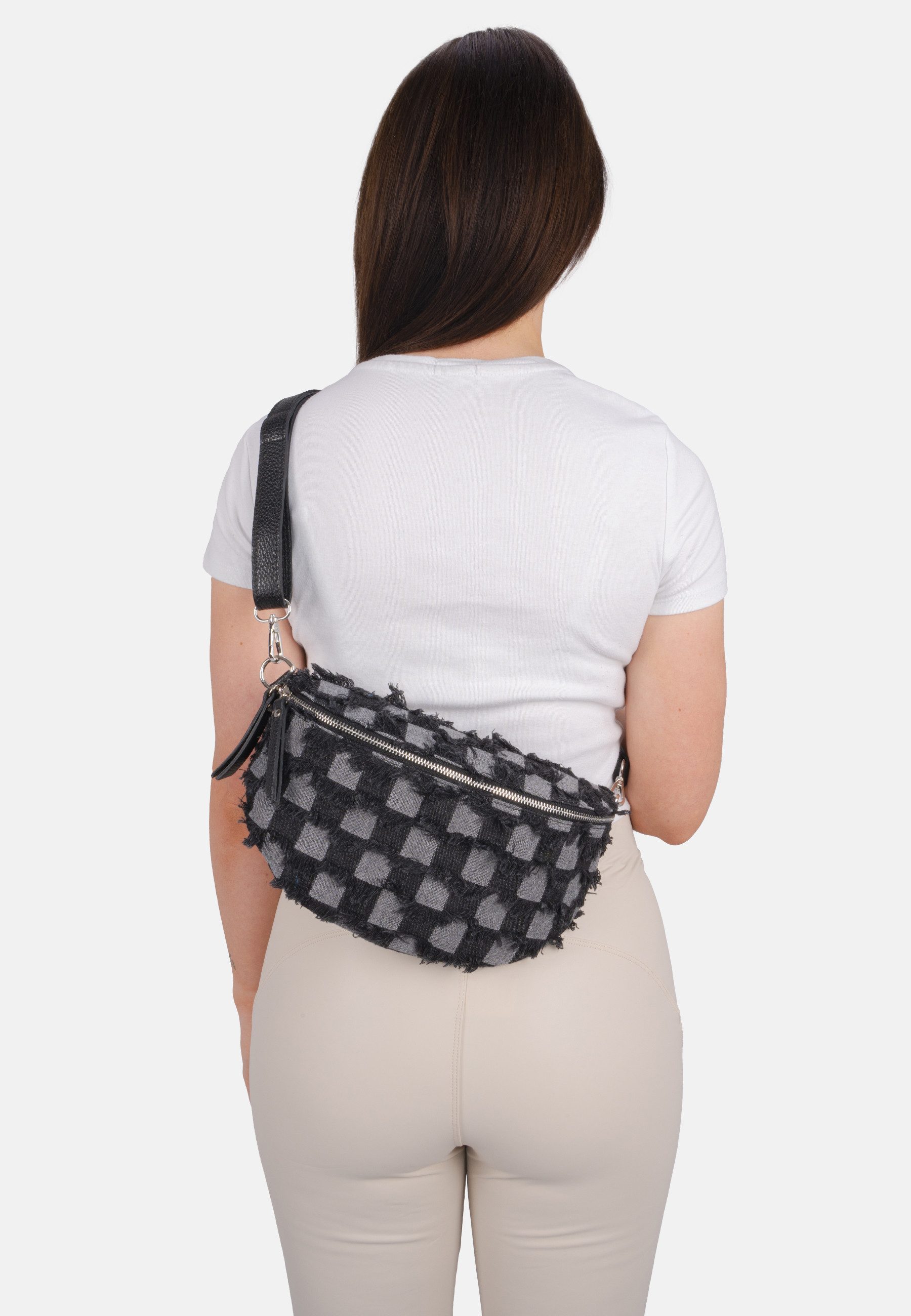 Seasons of April Gürteltasche DENISE CROSSBODY DENIM SIZE L, Jeans Denim Crossbody Tasche Umhängetasche Gürteltasche mit Ledergurt