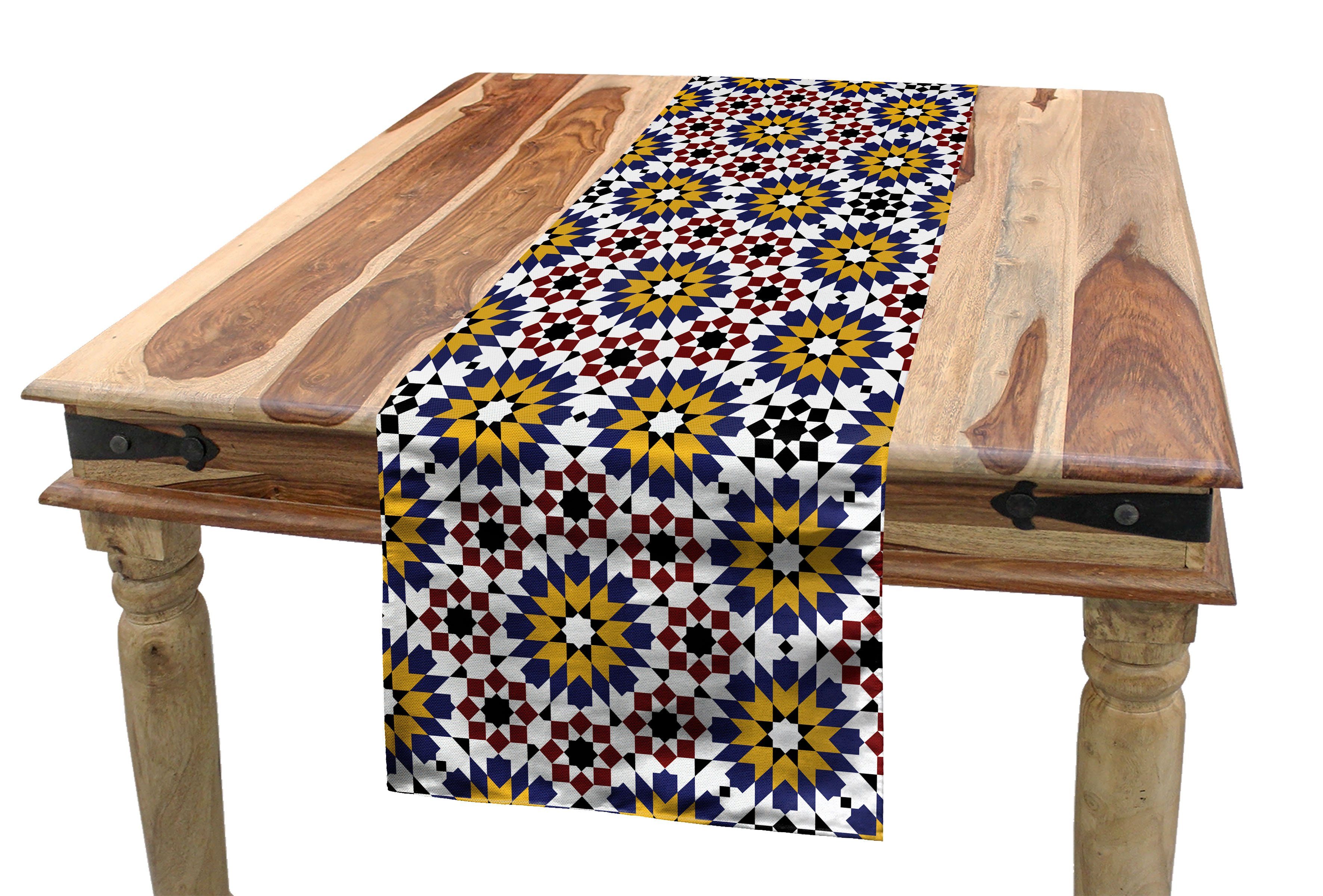 Geometrisch Rechteckiger floral Küche Esszimmer Tischläufer, Tischläufer marokkanisch Dekorativer Oriental Abakuhaus