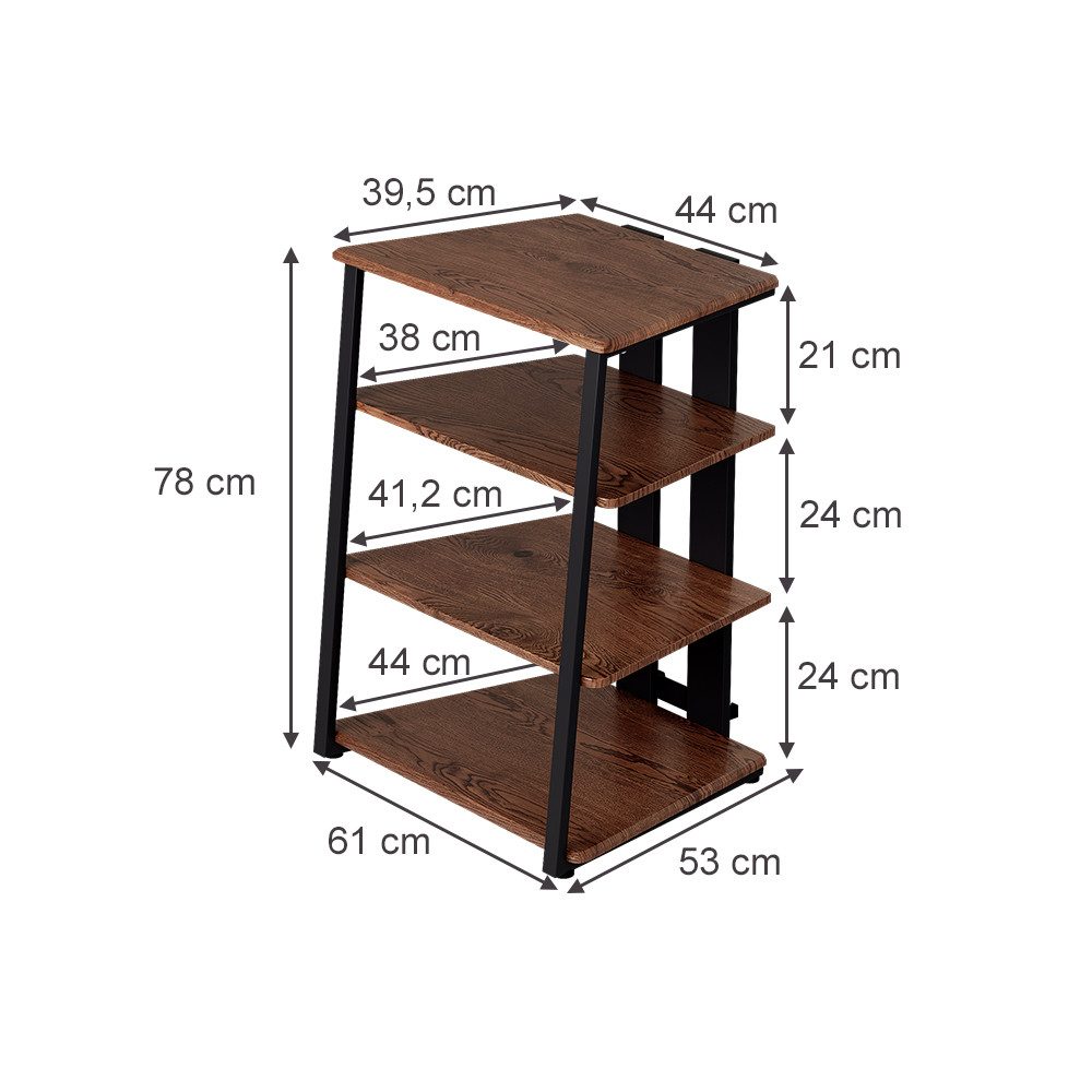 Vicco Bücherregal Tonar, Eiche rustikal/Schwarz, 61 x 78 cm 4 offene Ablage günstig online kaufen