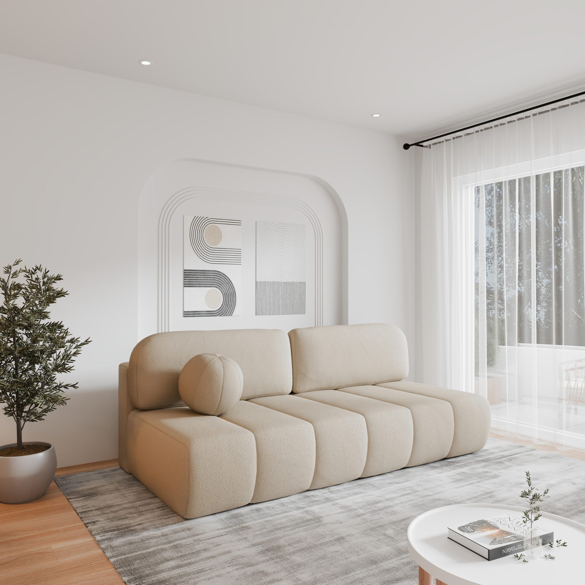 MOEBLO Sofa Fluffy aus Bouclé, Bequemes günstig online kaufen