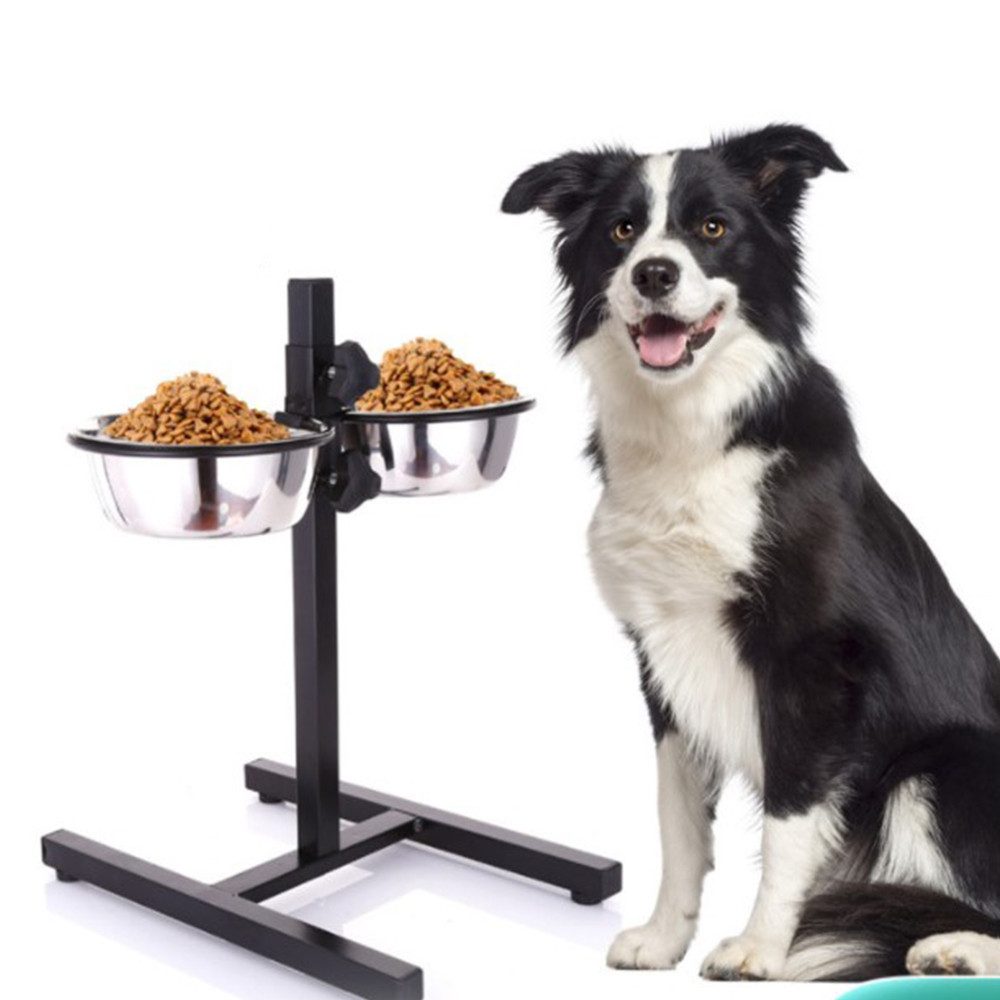 JEOBEST Futterstation Futternapf Hund - Dog Bowl 1,8 L Edelstahlnäpfe, Napfständer höhenverstellbar, Rutschfest