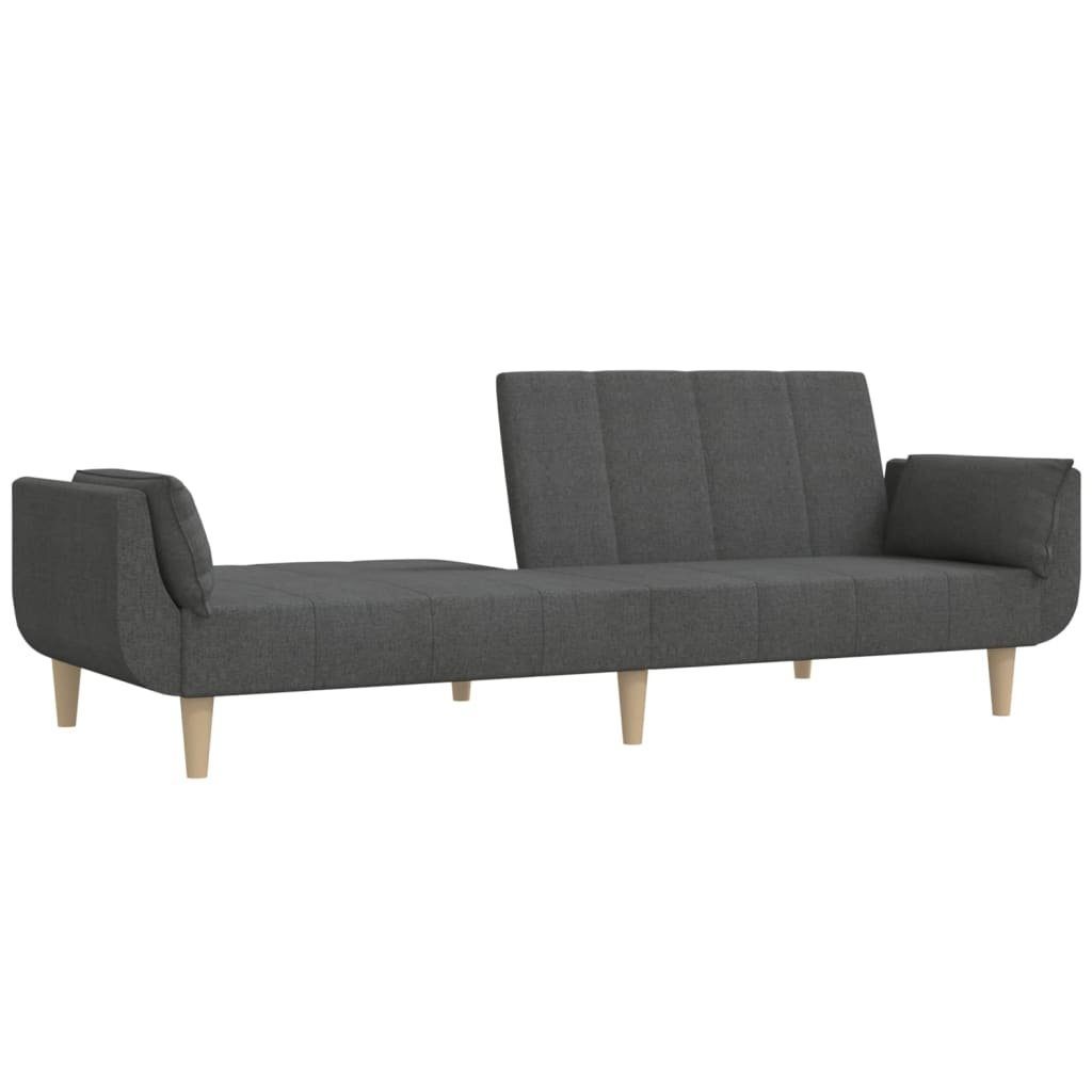 vidaXL Sofa Schlafsofa 2-Sitzer mit 2 Kissen Dunkelgrau Stoff – Bild 4 von 5