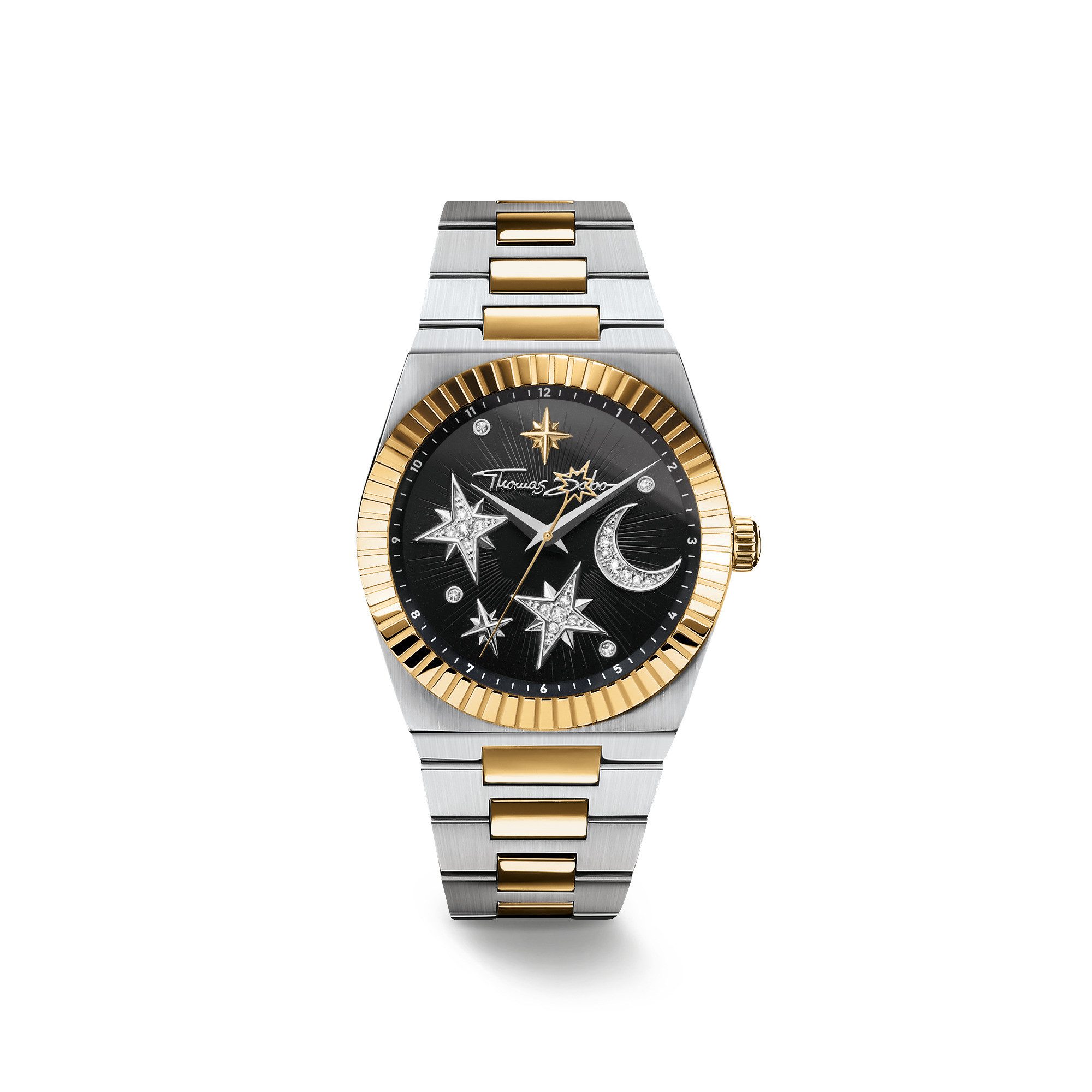 THOMAS SABO Quarzuhr Midnight Sky Damenuhr WA0465-291-203, Armbanduhr, Damenuhr, Edelstahlarmband, analog, Zirkonia (synth)