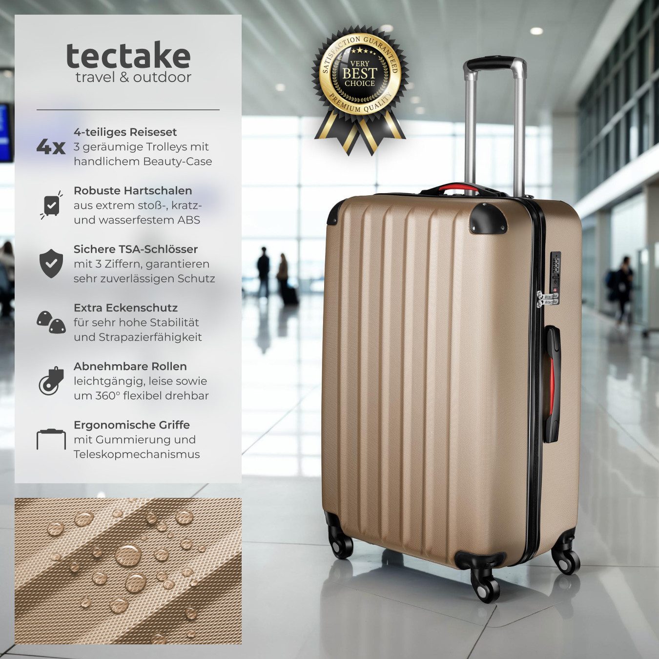 tectake Trolley Hartschalenkoffer-Set, 4 Rollen, 4-teilig, günstig online kaufen