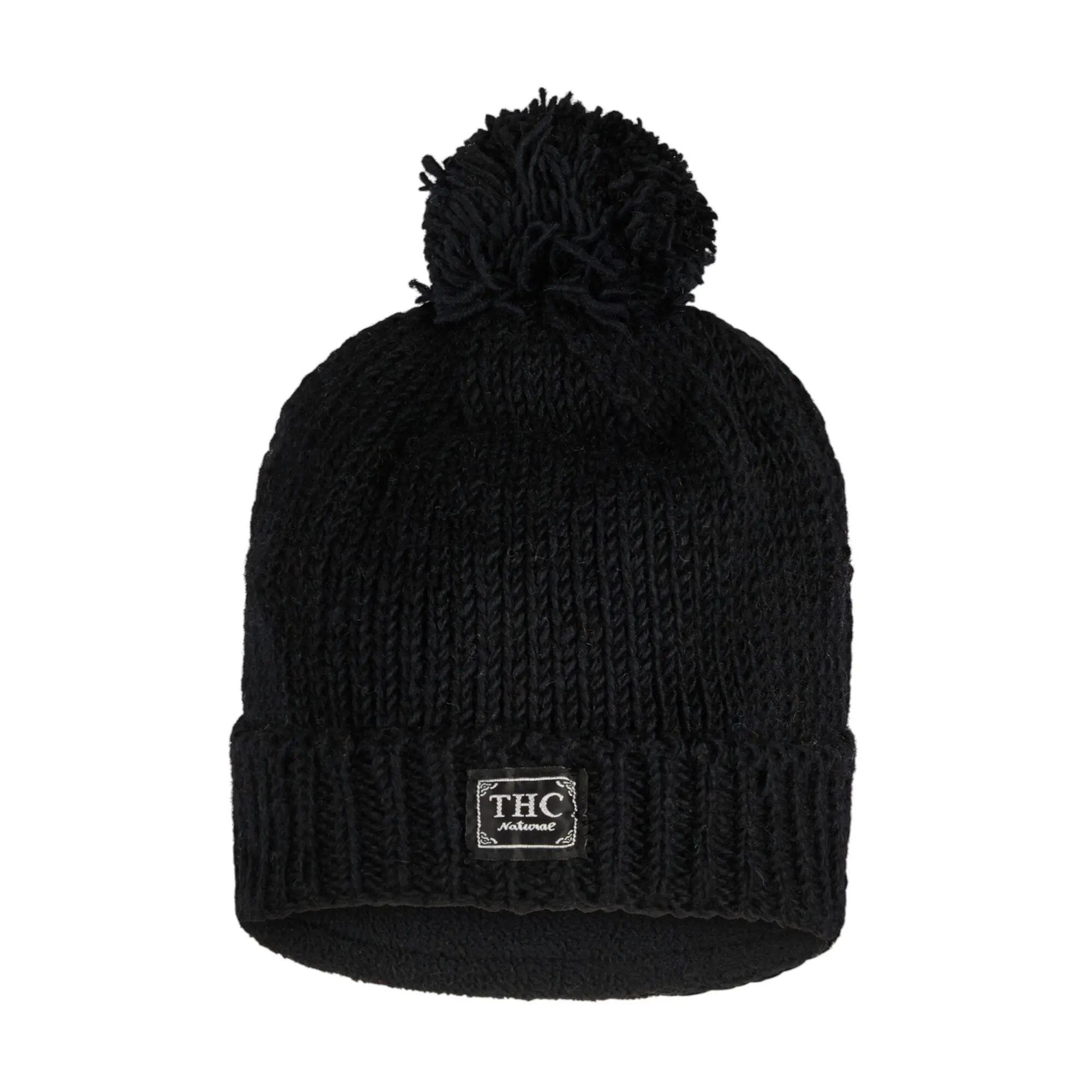 Bommelmütze THC Schafwoll Pudelmütze 721 schwarz