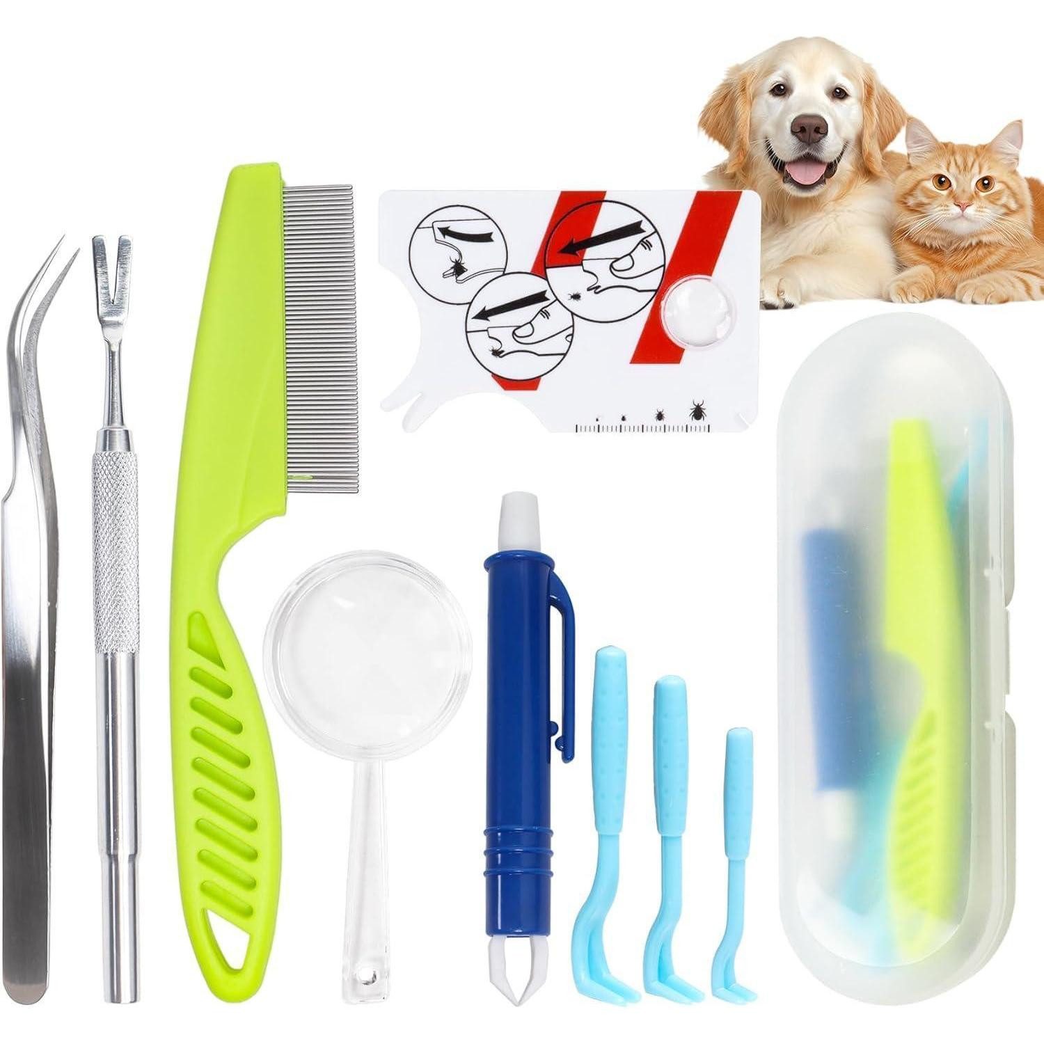 LuxusKollektion Hundewindel Zeckenentferner Set 8tlg. mit Lupe Hunde Katze