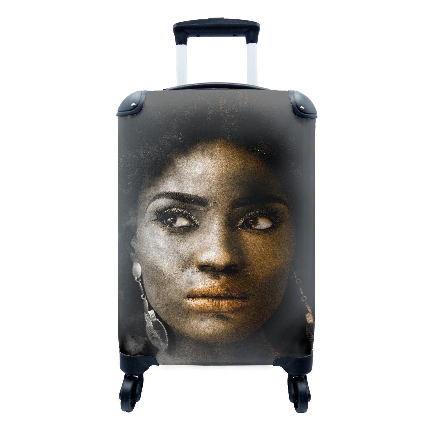 MuchoWow Handgepäckkoffer Handgepäck Frau rollen, - - Ohrringe Reisetasche Reisekoffer für Farbe, 4 mit Ferien, Trolley, Rollen