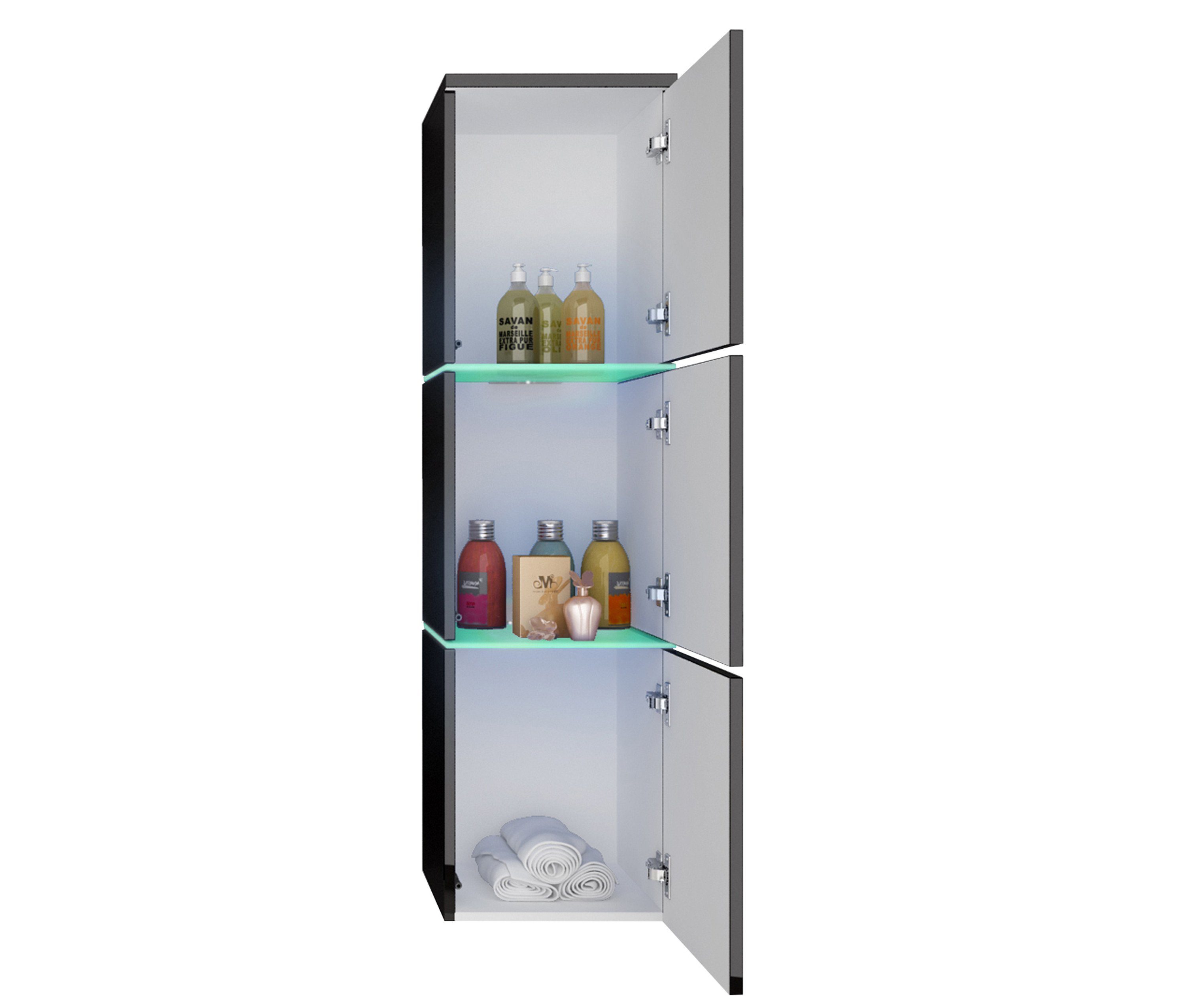 Aileenstore Badmöbel-Set Island 60, (4-St., Badmöbel-Set 4-teilig), Breite 61 cm, LED-Beleuchtung, hochglanz