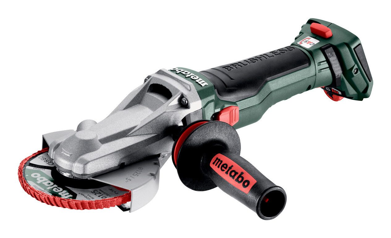 metabo Akku-Winkelschleifer WVBF 18 LTX BL 15-125 Quick, max. 8000 U/min, Flachkopf Ohne Akku in metaBOX 165 L