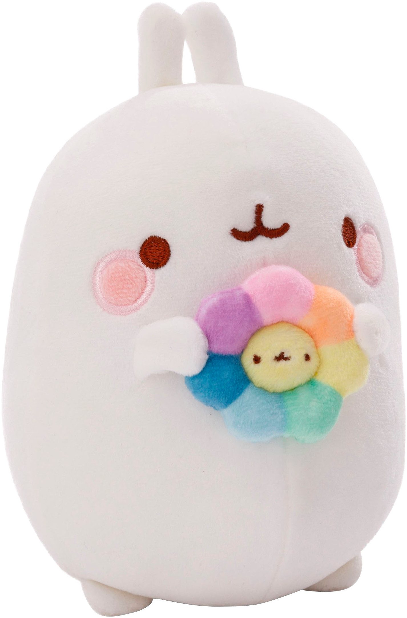 Nici Kuscheltier Molang mit Regenbogenblume, 48 cm