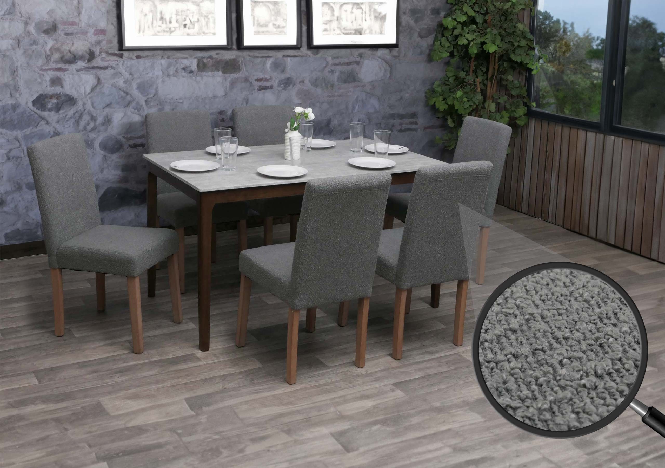 MCW Esszimmerstuhl Littau-BOU-6 (Set, 6 St), Moderner Bouclé-Stoffbezug günstig online kaufen