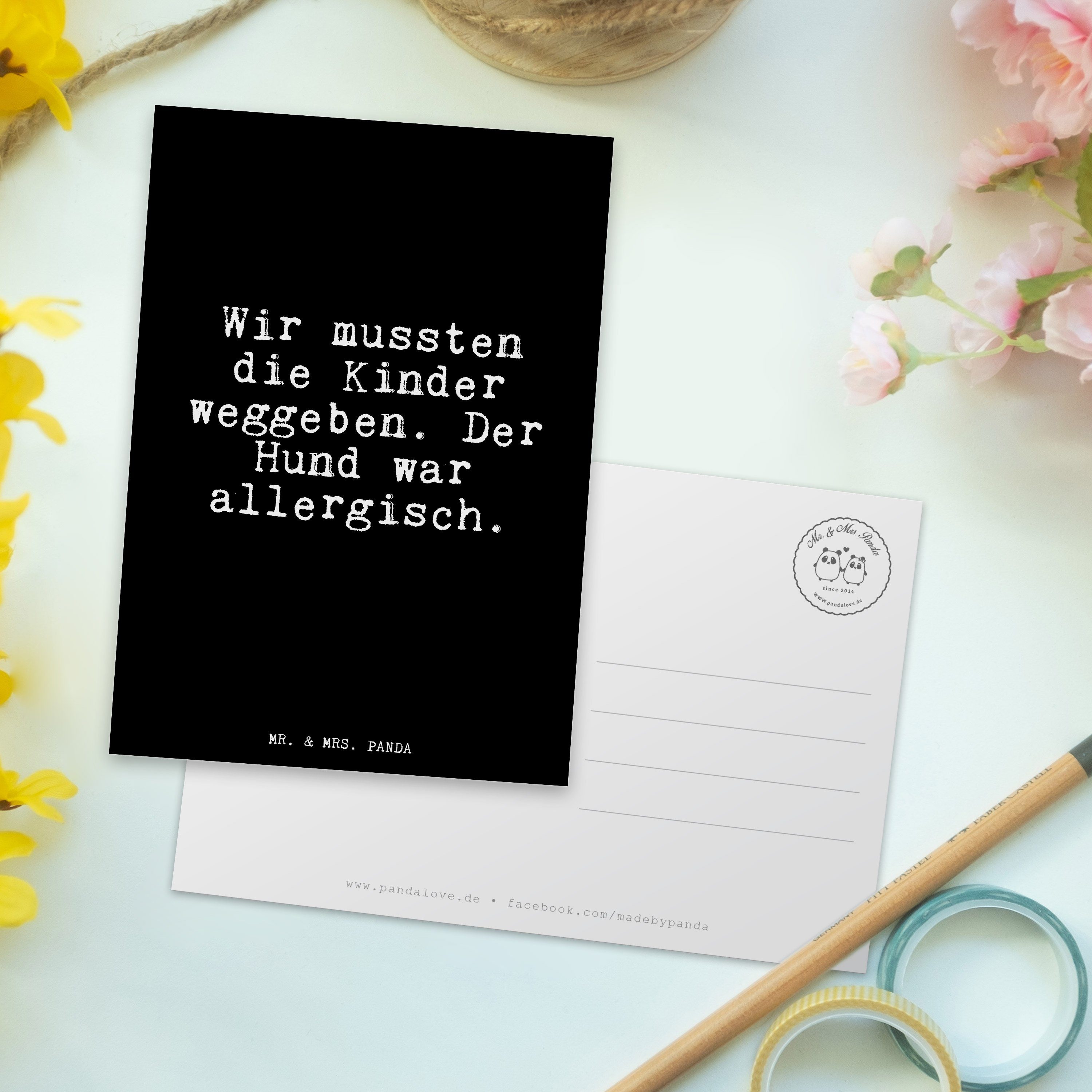 Mr. & Zitate, Schwarz Geschenk, Postkarte Panda Mrs. Wir Gesch die Kinder... - Spruch, - mussten