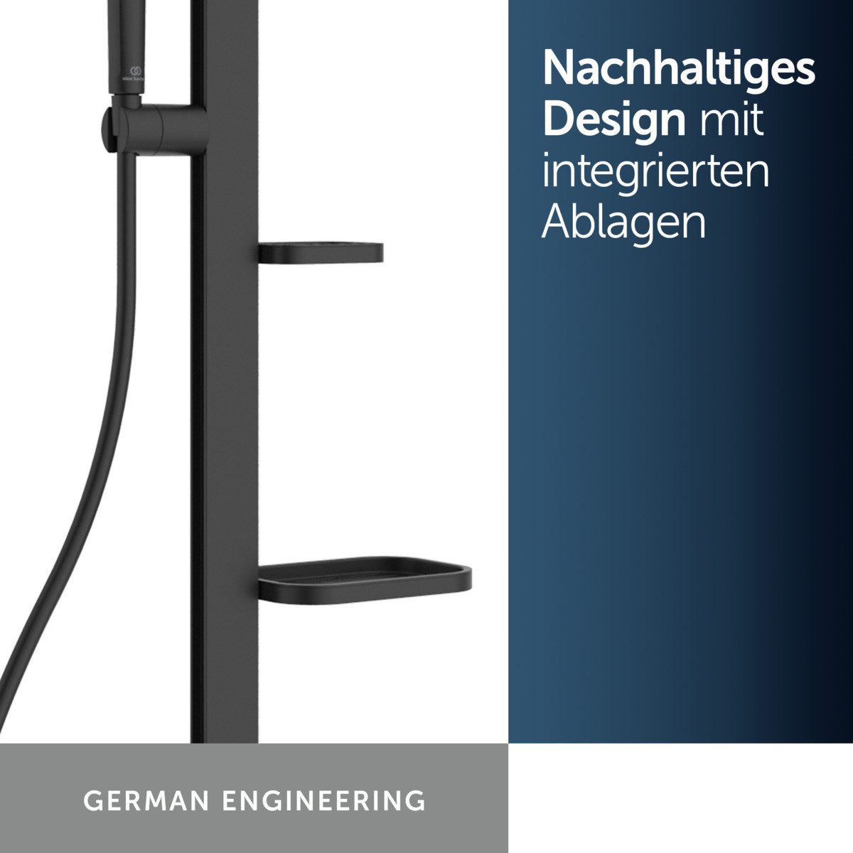 Ideal Standard Duschsystem Ceratherm Alu+, Höhe 111.30 cm, Multifunktionsbrause, mit Thermostatkartusche, Wasser- und