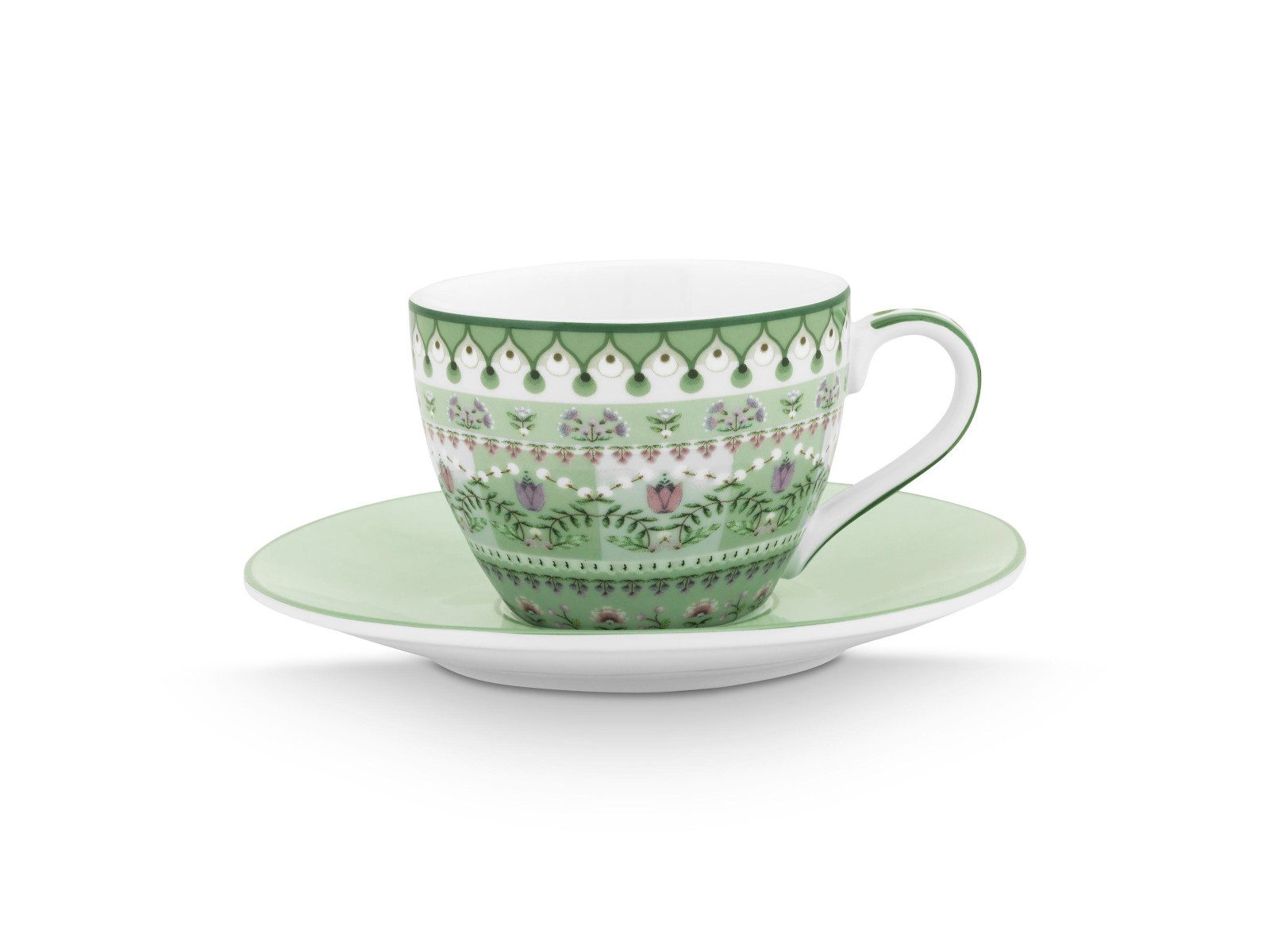 PiP Studio Espressotasse Lily&Lotus Moon Delight Light Green Espressotasse mit Untertasse 120ml, Porzellan