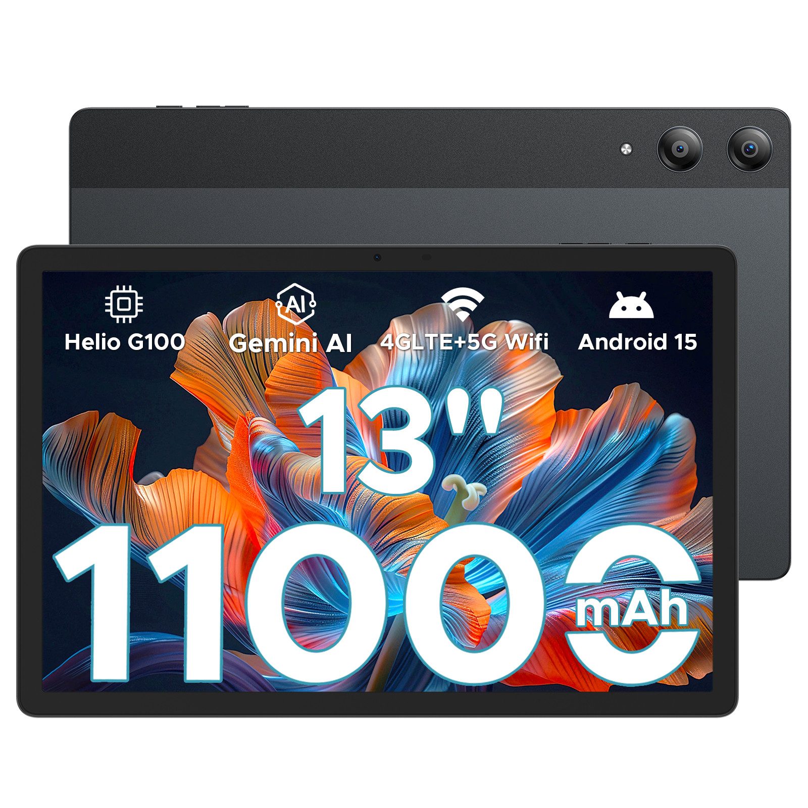 DOOGEE DOOGEE Tab E3 Pro 13 Zoll Tablet mit SIM Card Slot Android 15 Tablet (13", 256 GB, Android 15, 4G, 8 GB+256 GB/2TB TF, 11000mAh 18W, FHD+ 90Hz/Face ID/OTG/GPS)