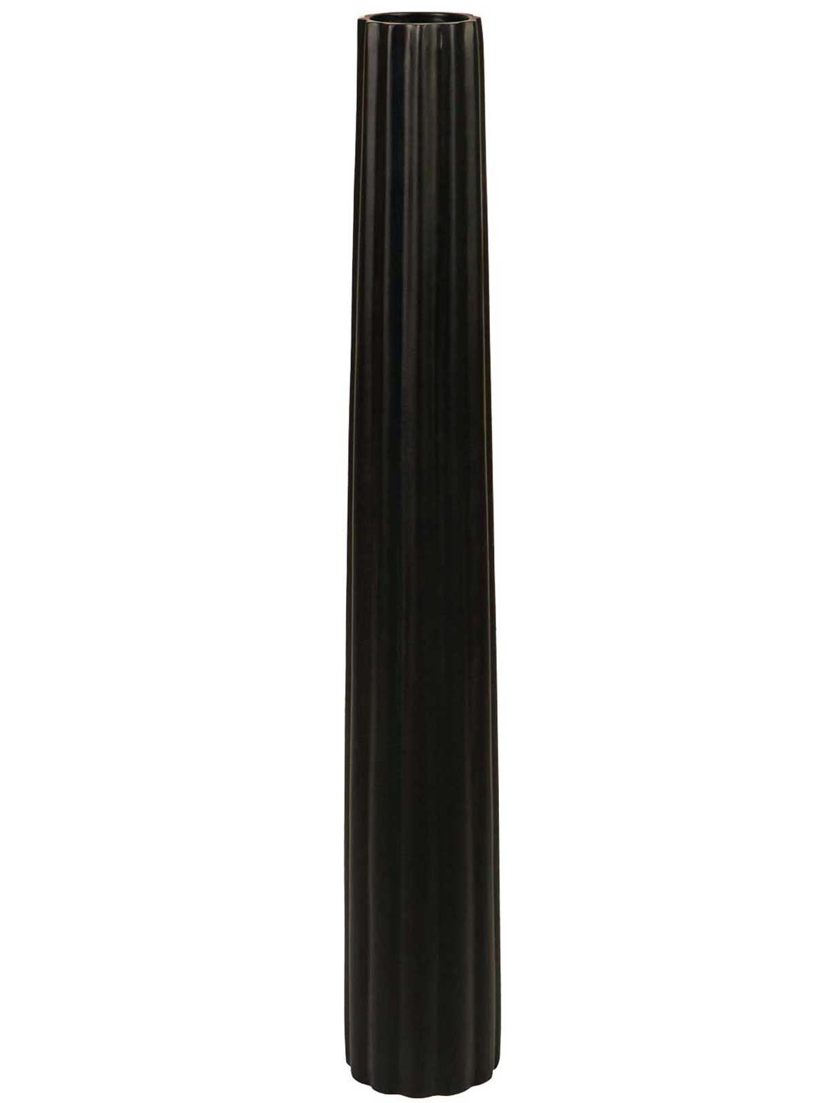 VIVANNO Bodenvase Fiberglas ALGOLIA Säule - Wellenschwarz Geriffelt (1 St), 12x80 cm