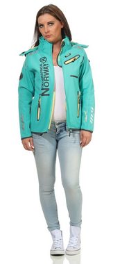 Geographical Norway Softshelljacke Damen Softshell Jacke G-Rose by leyoley mit abnehmbarer Kapuze, hochschließender Kragen