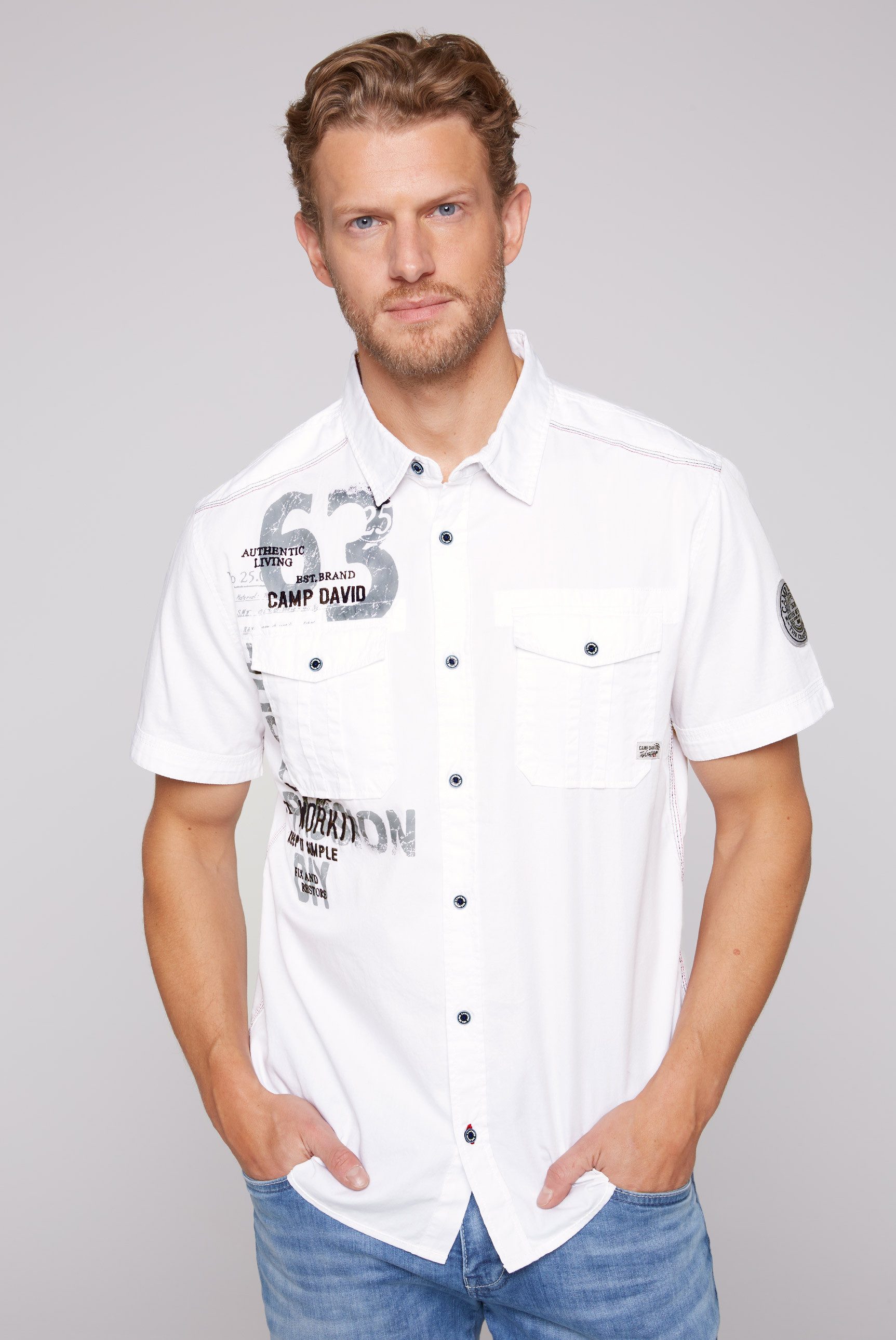 CAMP DAVID Kurzarmhemd aus Baumwolle