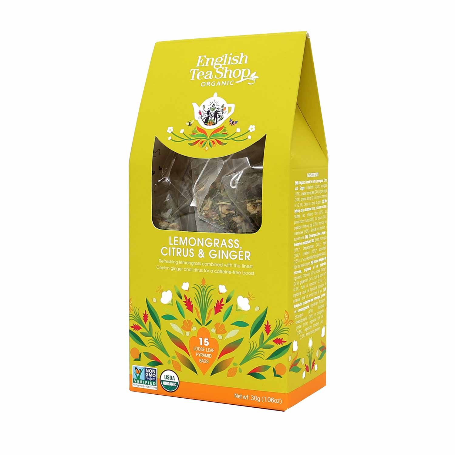 English Tea Shop Tee Lemongras Ingwer Zitrusfrüchte, BIO, 15 Pyramiden-Beutel in Papierbox