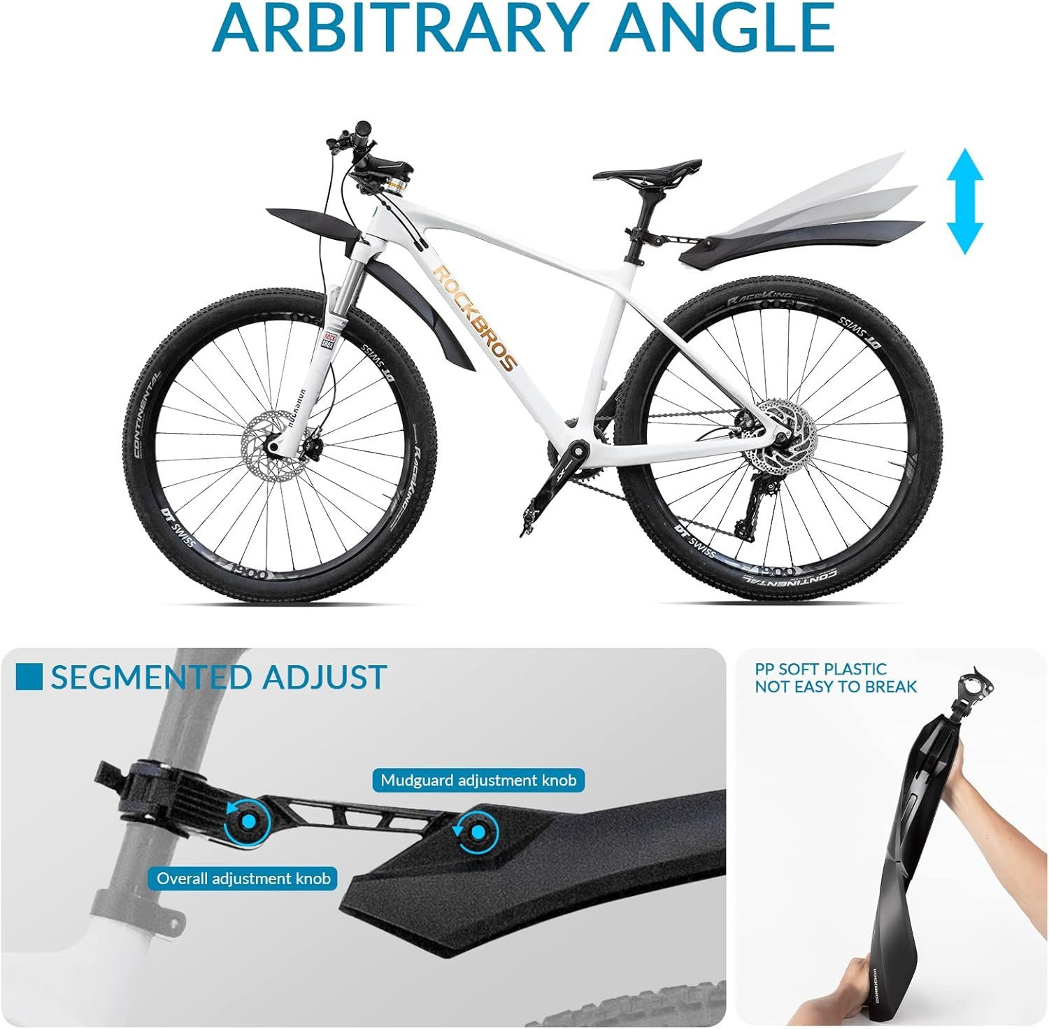 ROCKBROS Schutzblech Fahrrad-Schutzblech Set 24-29 Zoll Mountainbikes mit Montagewerkzeug