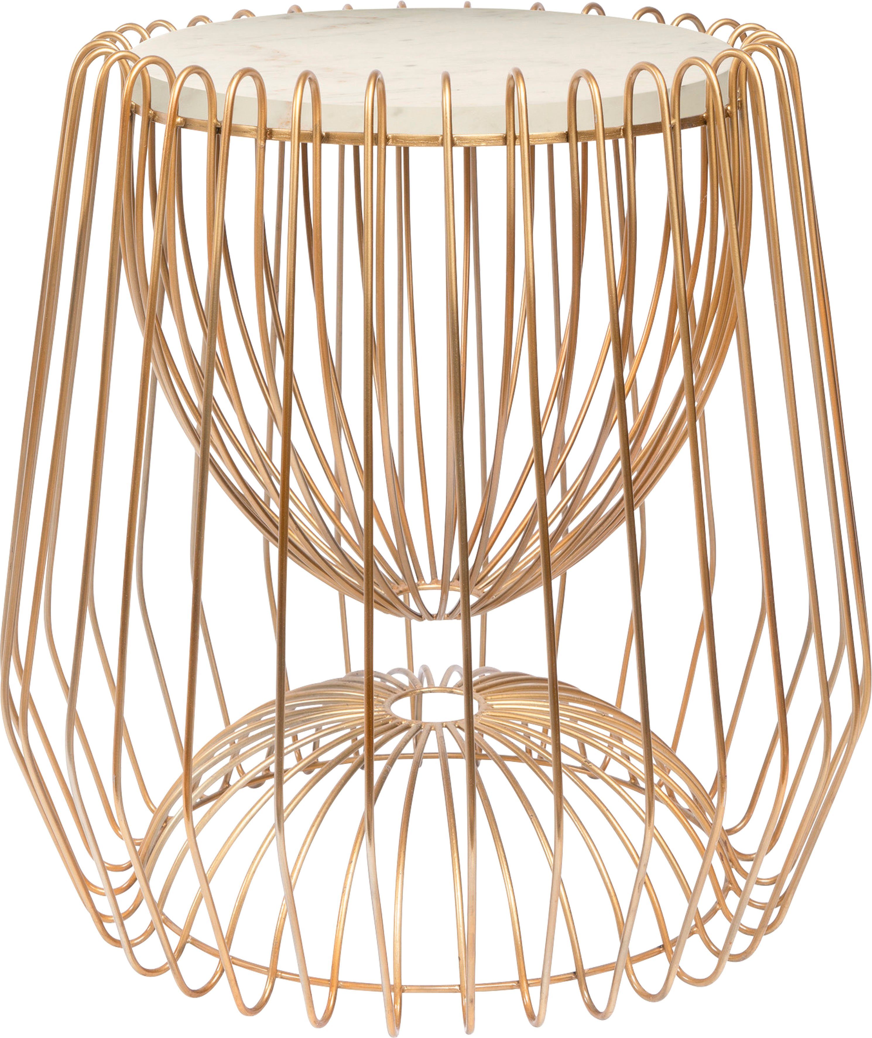 Kayoom Beistelltisch Malibu 225, Beistelltisch mit edler Marmorplatte (1-St), ø-Marmorplatte: 33,5 cm, angesagtes Metalldesign, pflegeleicht