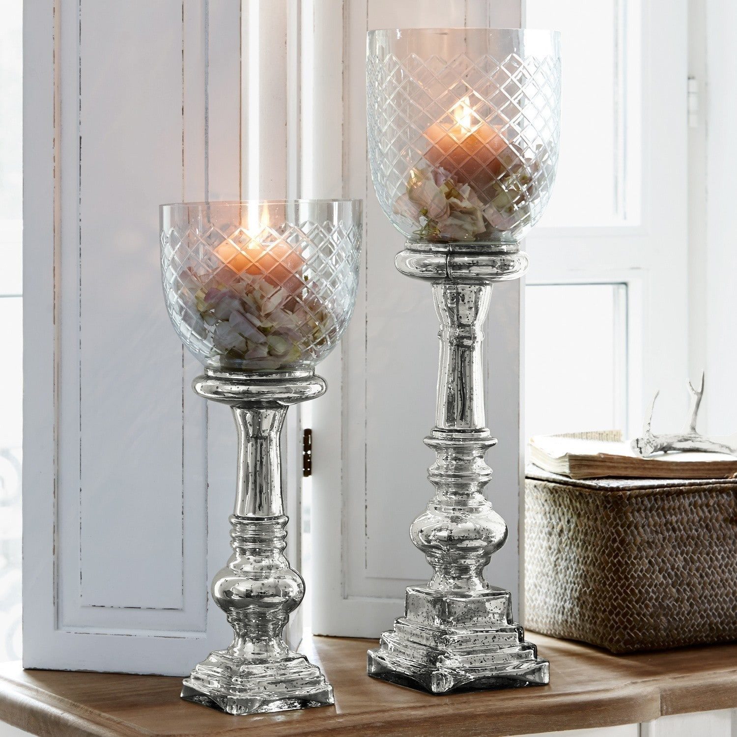 Mirabeau Kerzenständer Kerzenständer 2er Set Layci silber/klar