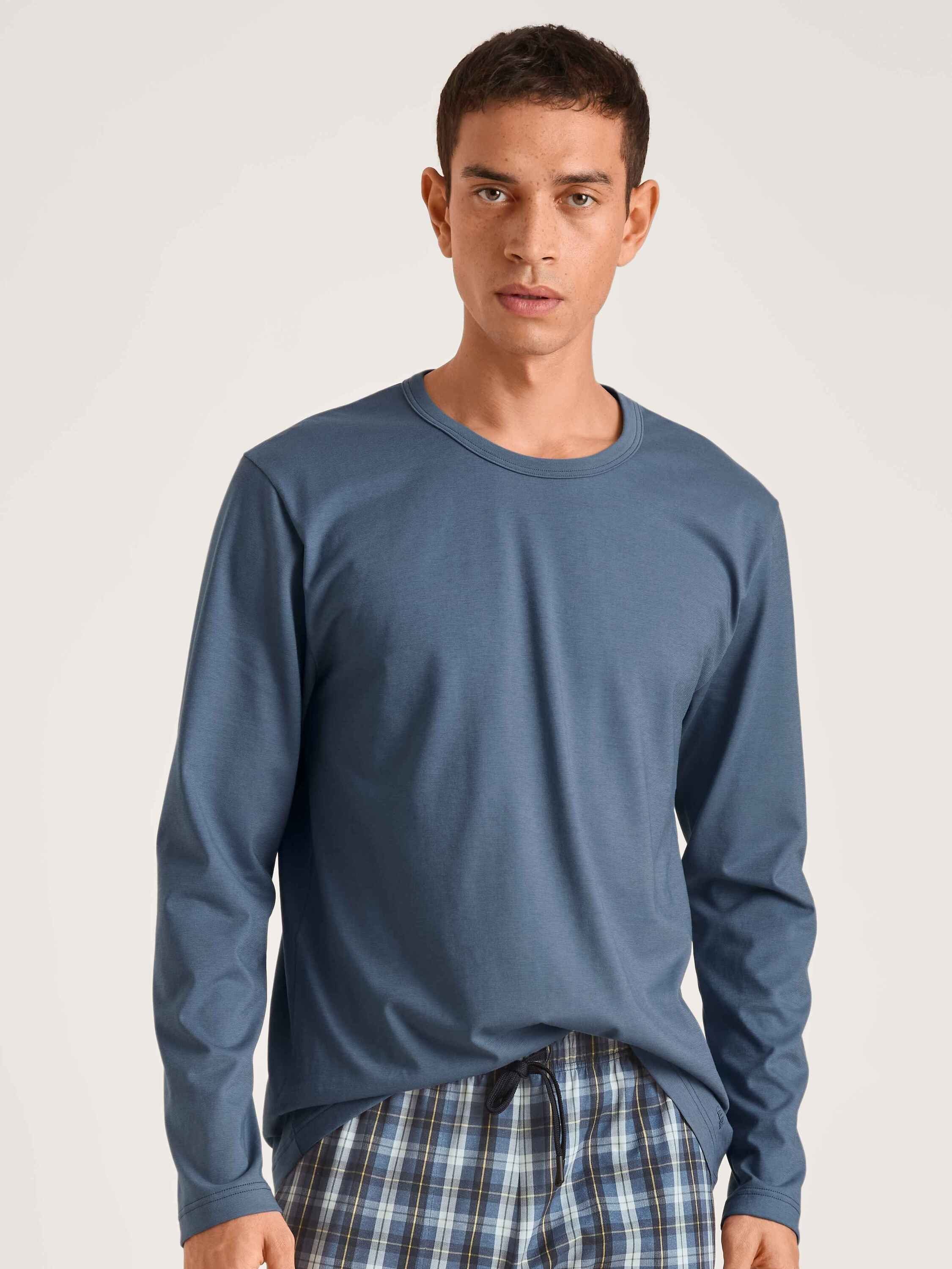 CALIDA Pyjamaoberteil Langarm-Shirt (1-tlg) vintage indigo