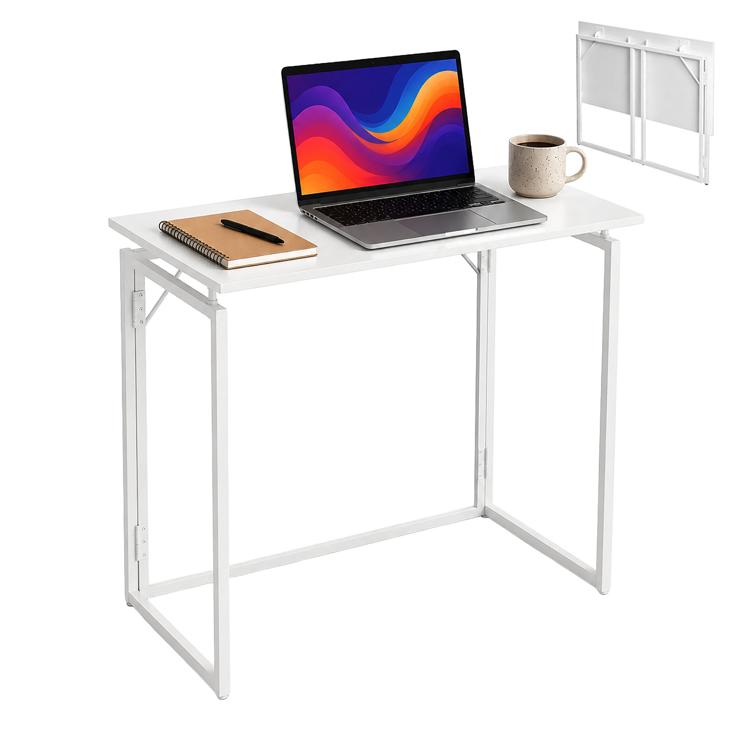 relaxdays Klapptisch Klappbarer Schreibtisch (1-St), weiß, 80 x 40 cm