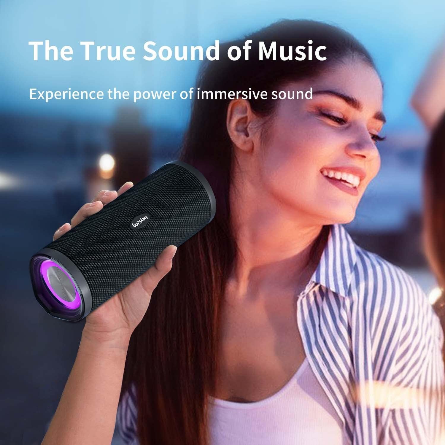 Akku, 16 Micro mit W, HEYSONG SD-Karte) Bluetooth Licht, 40h IPX7 Stereo (Bluetooth, Wasserdicht, Lautsprecher Boxen