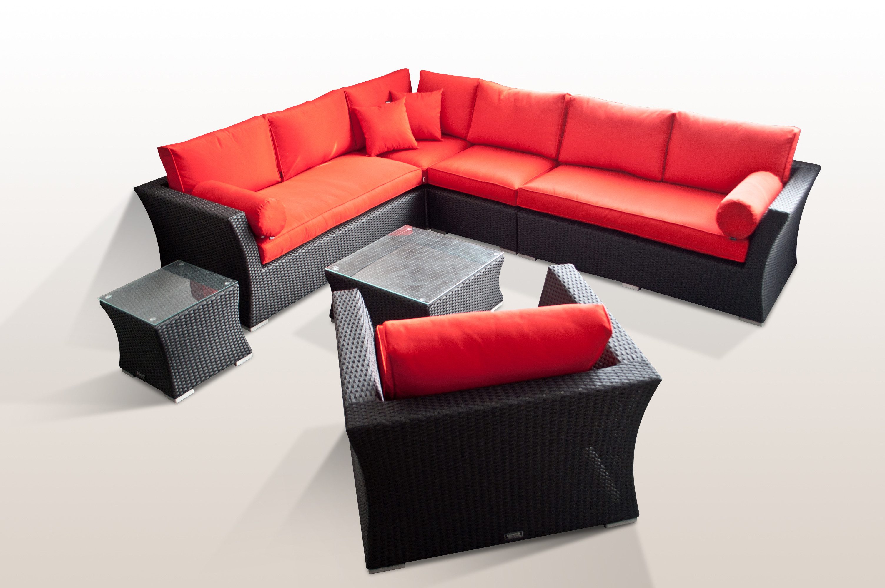 Ragnarök Möbel-Design Gartenlounge-Set Wotan, (Set, Ecklounge, Alu, Polyrattan), Ecksofa bestehend aus 4 einzelenen Elementen, extra breite Armlehnen