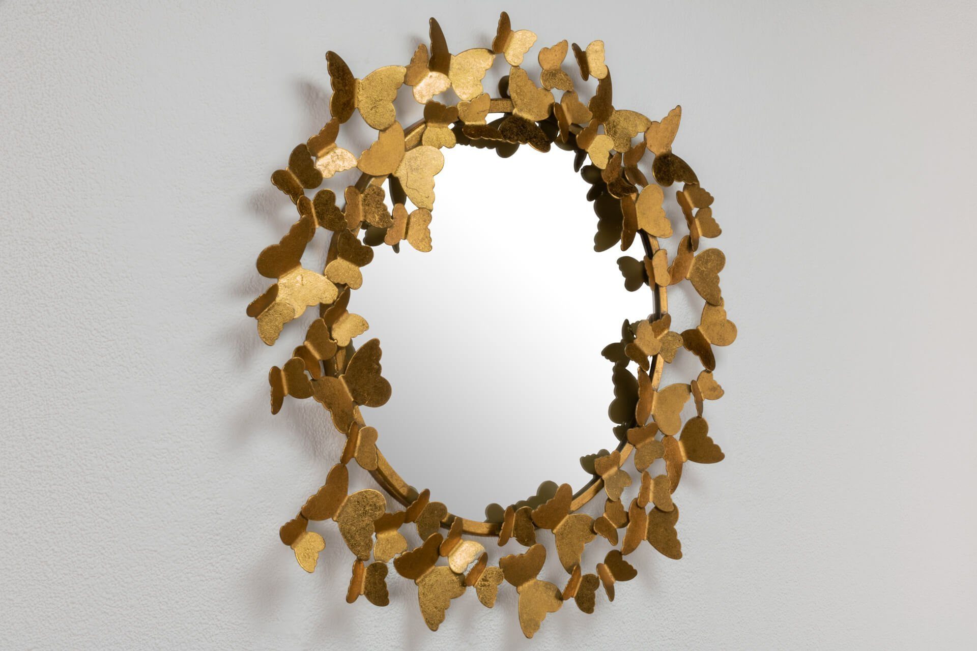 KUNSTLOFT 63x63x4 cm, Butterflies handgefertigter Deko-Spiegel Wandspiegel Metall Gilded aus