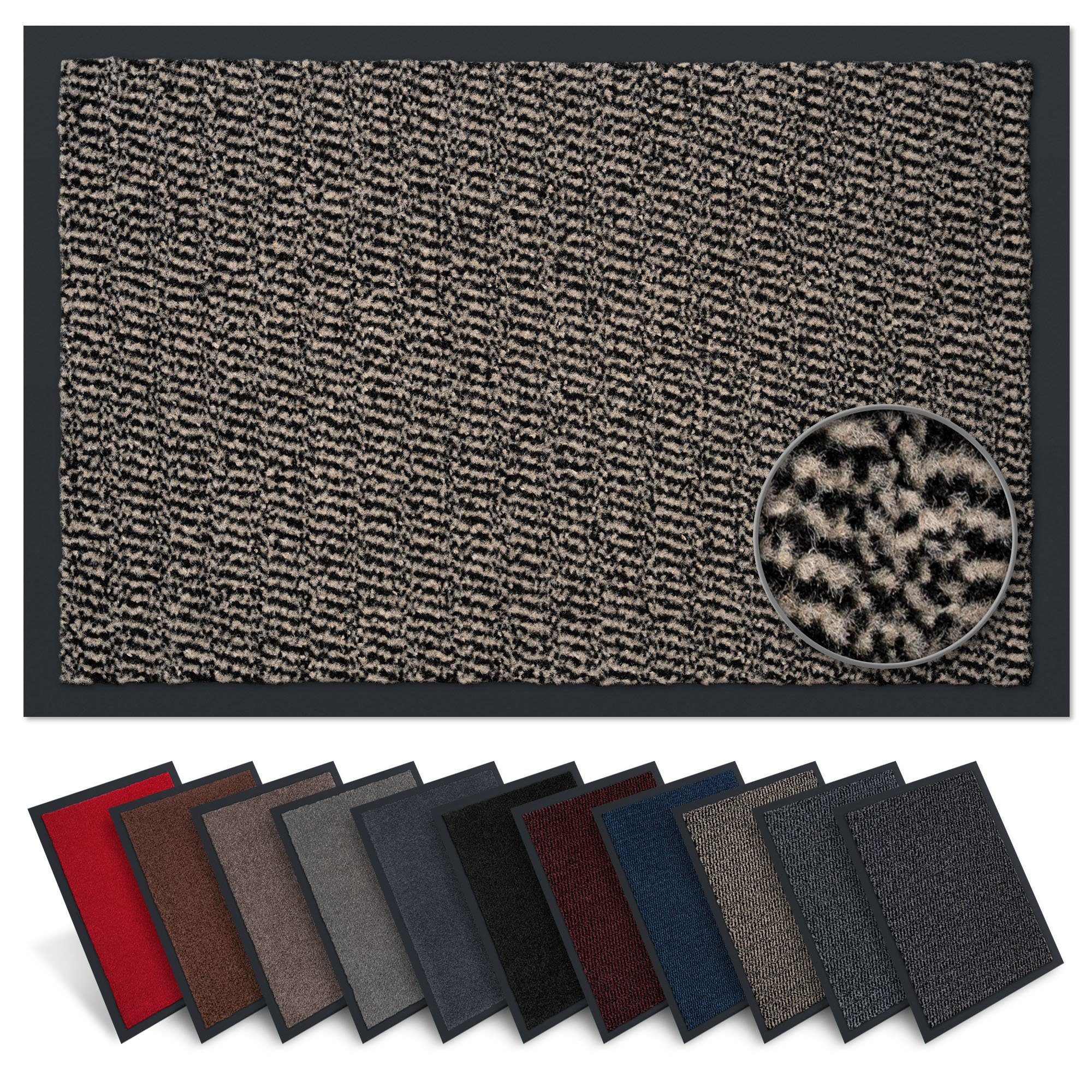 Fußmatte Rio, Carpet Diem, rechteckig, Höhe: 7 mm, Schmutzfangmatte,  geeignet für Innen- und überdachten Außenbereich Beige-schwarz