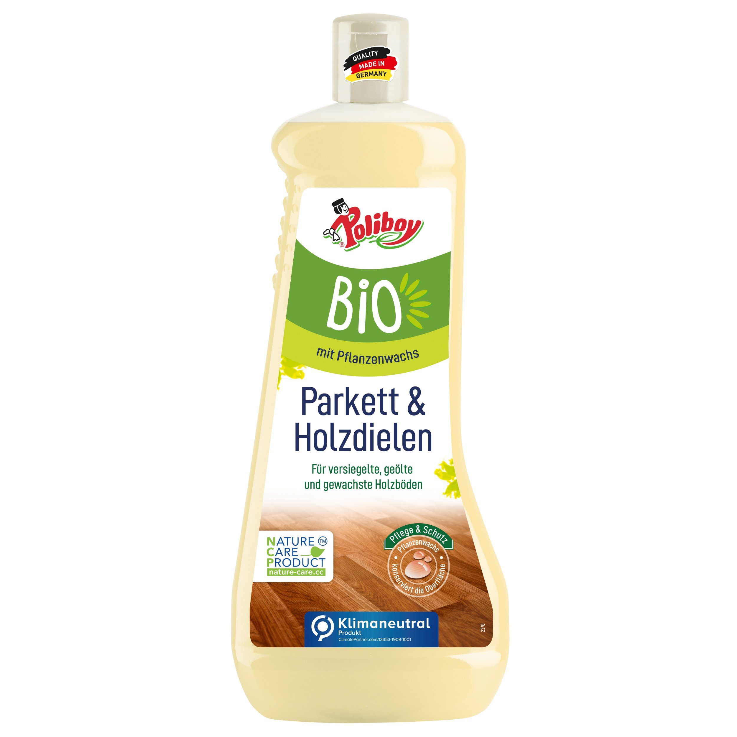 poliboy - 1 Liter - Bio Holzdielen Pflege Parkettreiniger (Pflege und Schutz für wertvolle Holzböden - Made in Germany)
