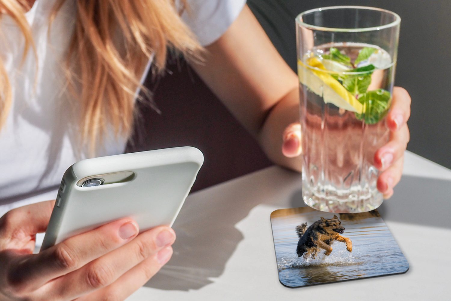 Gläser, Deutscher spielt Untersetzer, Wasser, Ein 6-tlg., Zubehör MuchoWow Schäferhund Glasuntersetzer im Tasse Glasuntersetzer, Tischuntersetzer, für Korkuntersetzer,