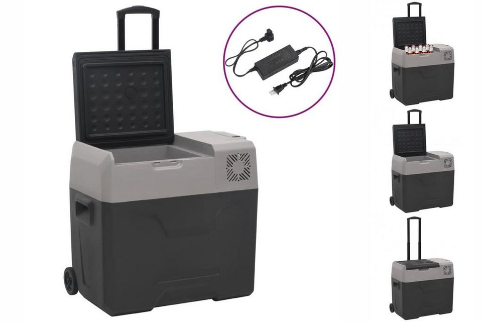 vidaXL Kühlbox Kompressor Kühlbox mit Rollen und Adapter Schwarz Grau 40 L  Camping V